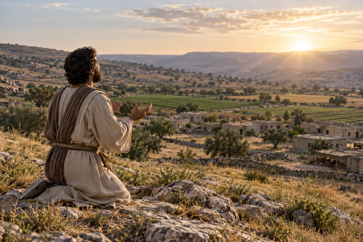 Beeld bij 1 Kronieken 4: Jabez vraagt God om zegen en bescherming.