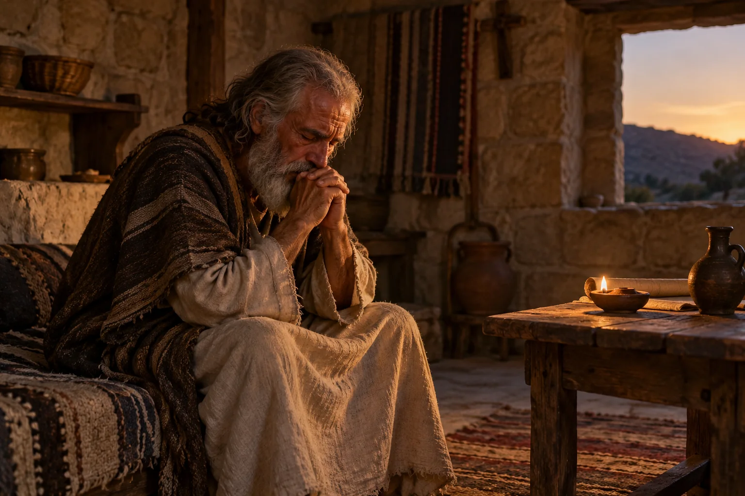 Beeld bij 1 Samuël 15: Samuël treurt om Saul.