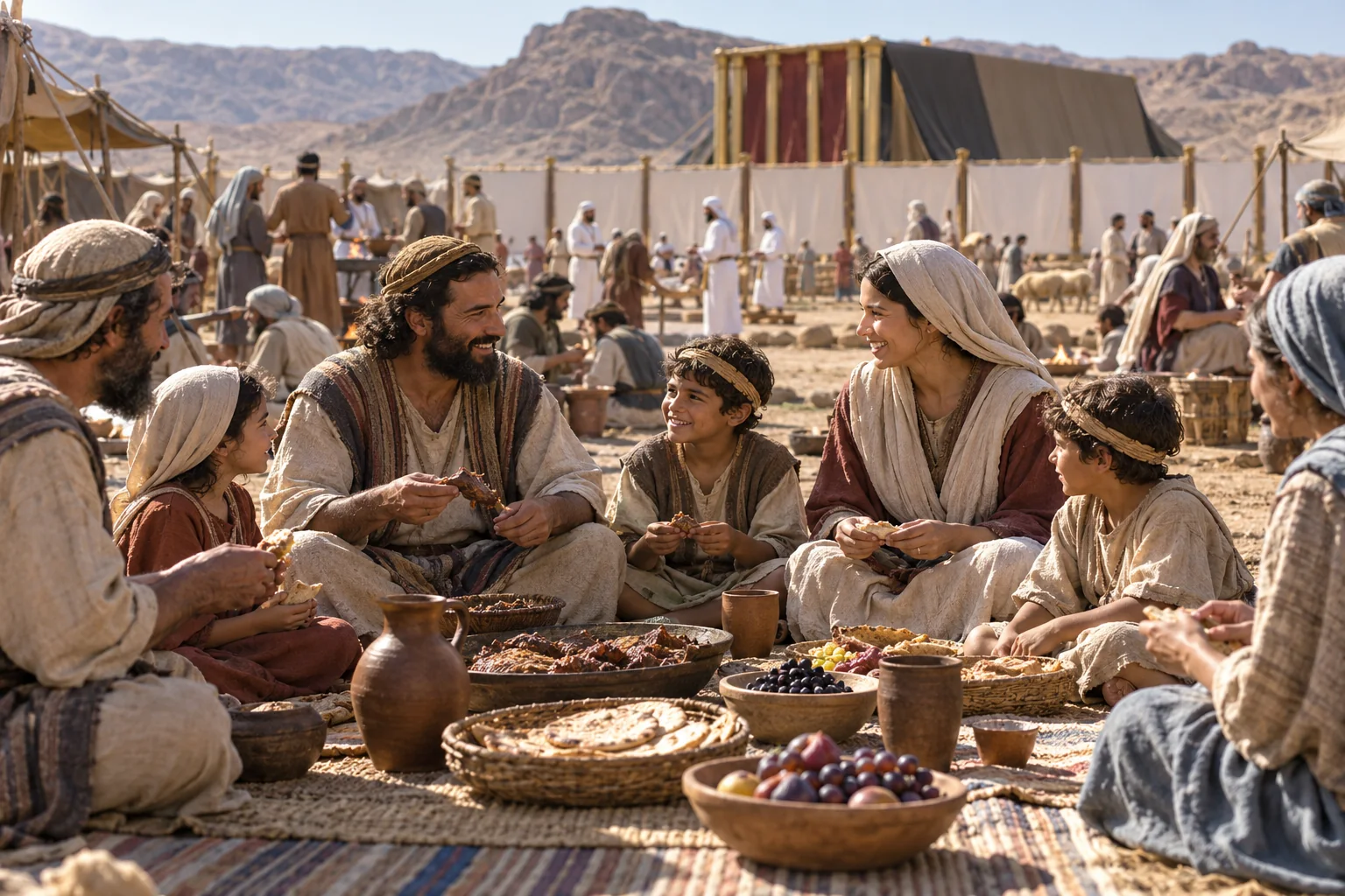 Beeld bij Deuteronomium 12: Samen eten en zich verheugen