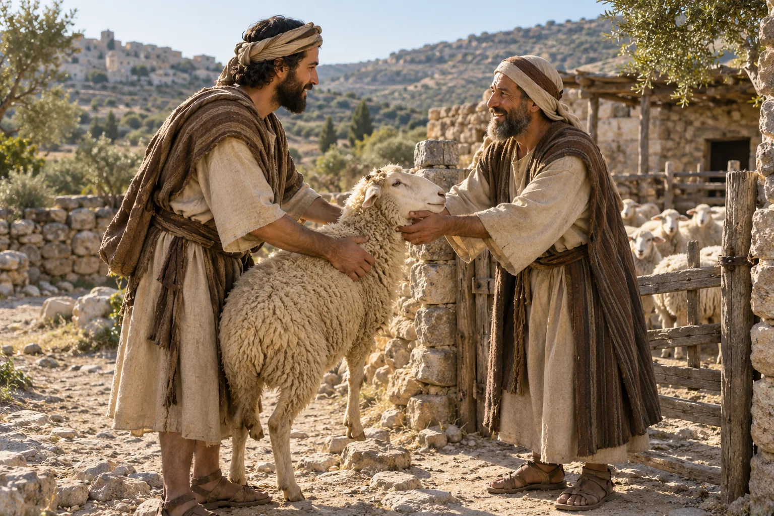 Beeld bij Deuteronomium 22: Een verdwaald schaap terugbrengen