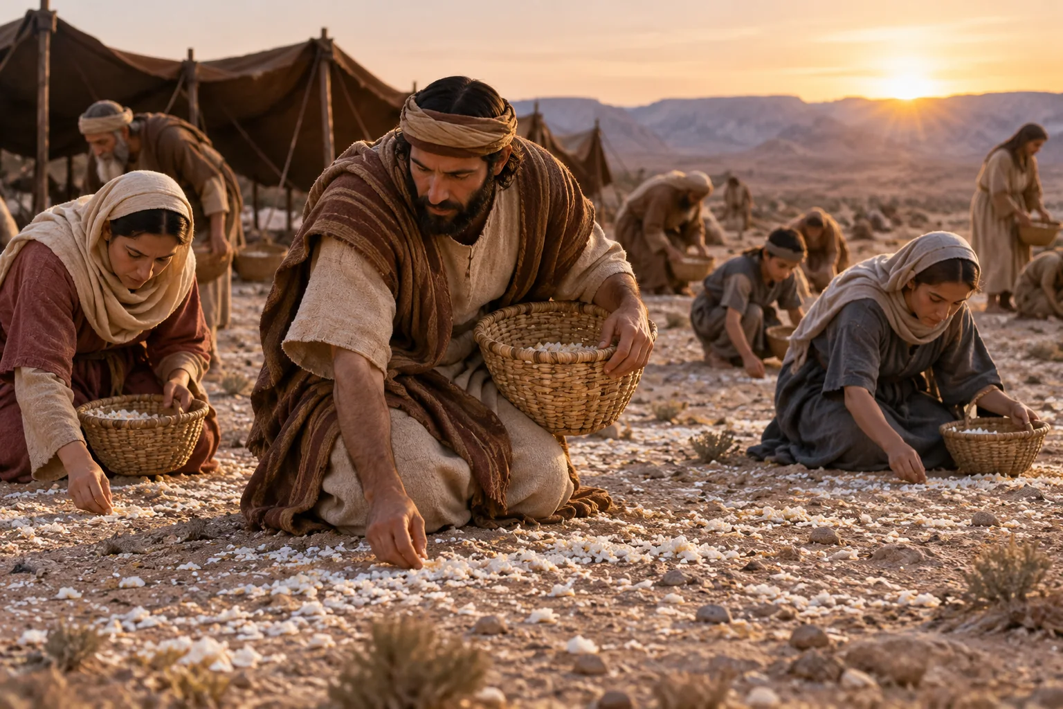 Beeld bij Deuteronomium 8: Manna in de woestijn