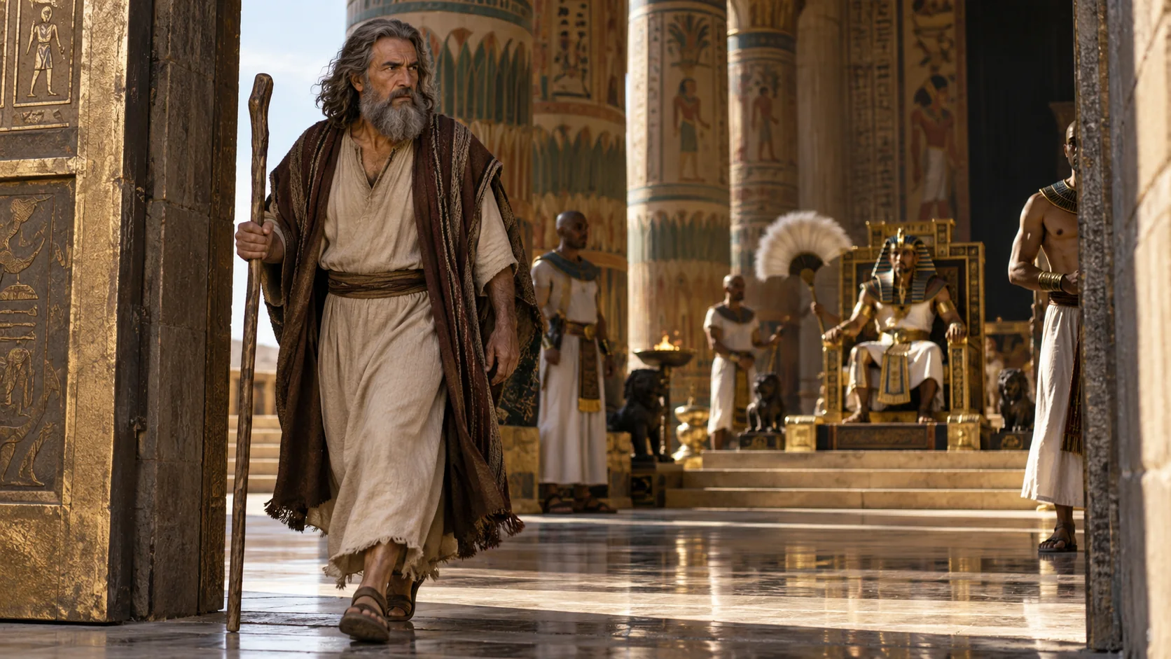 Beeld bij Exodus 11: Mozes verlaat Farao