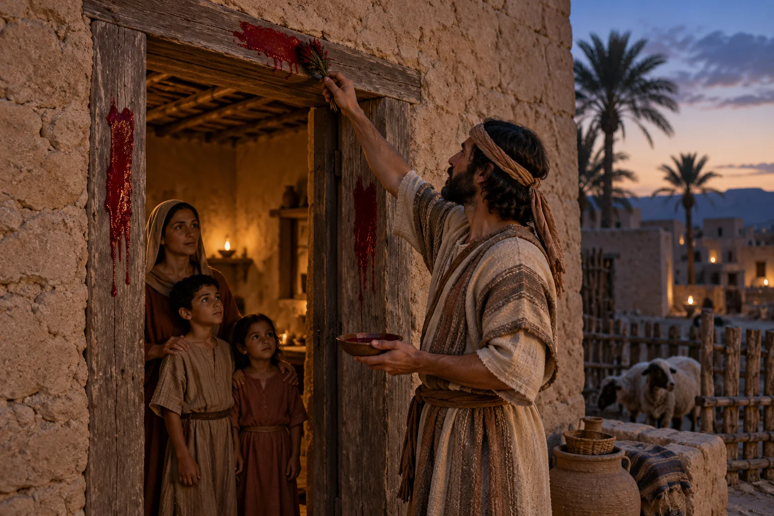 Beeld bij Exodus 12: De deurposten worden gemerkt