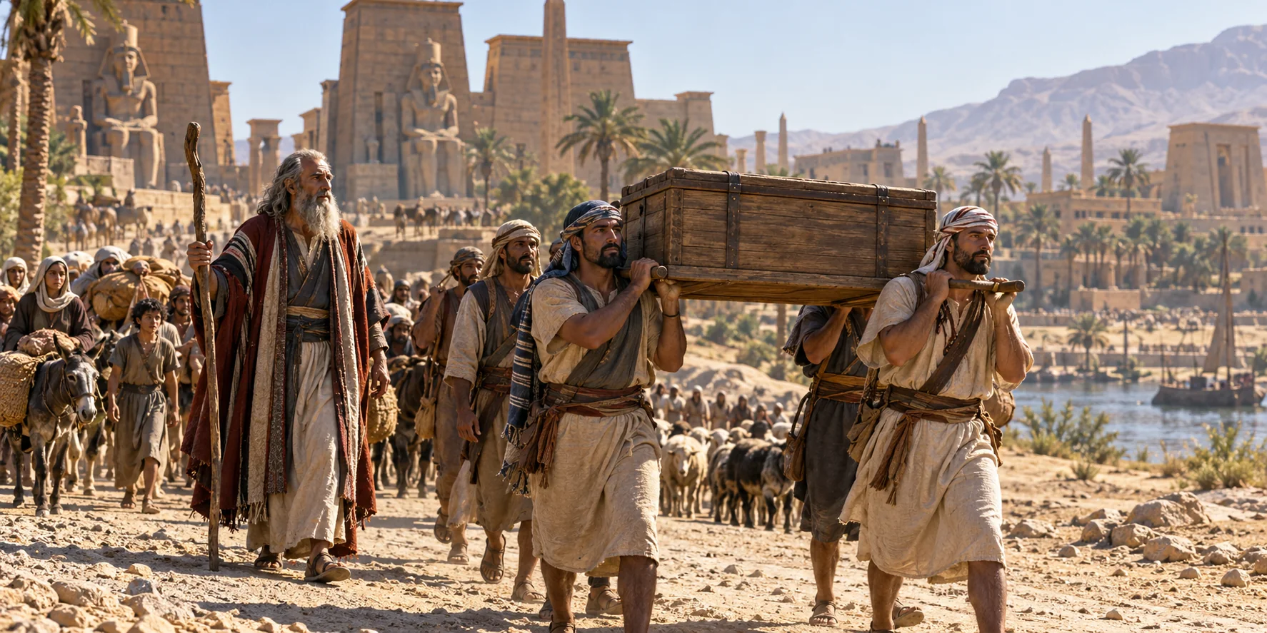Beeld bij Exodus 13: Jozefs gebeente wordt meegenomen