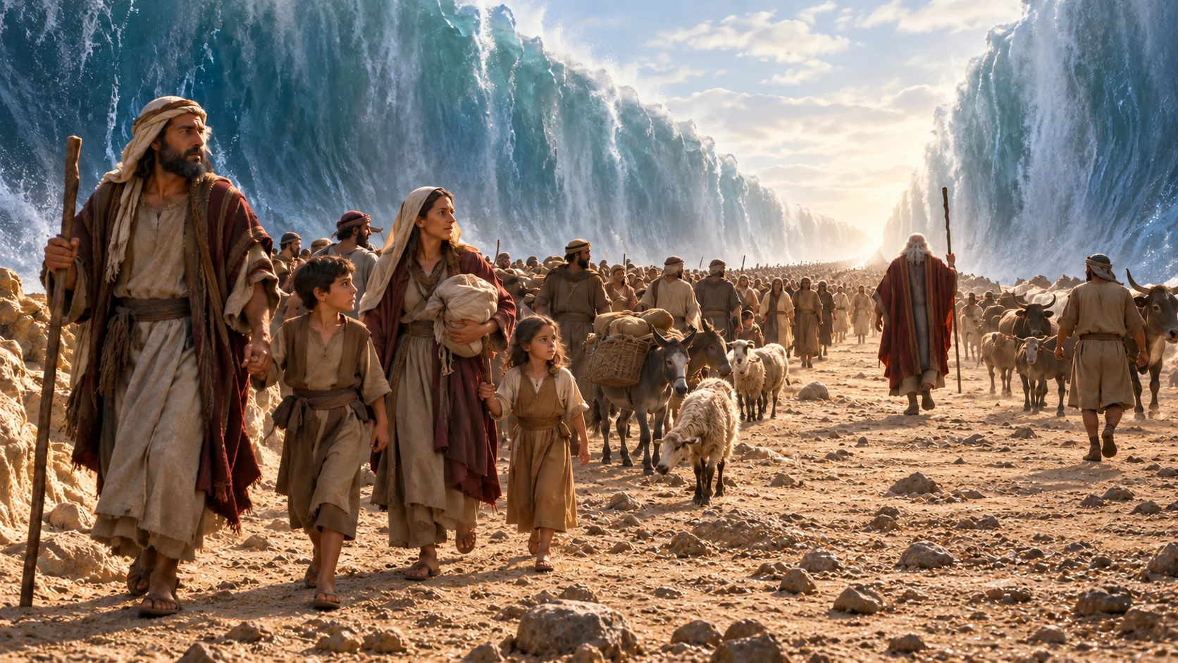 Beeld bij Exodus 14: Israël trekt door de zee