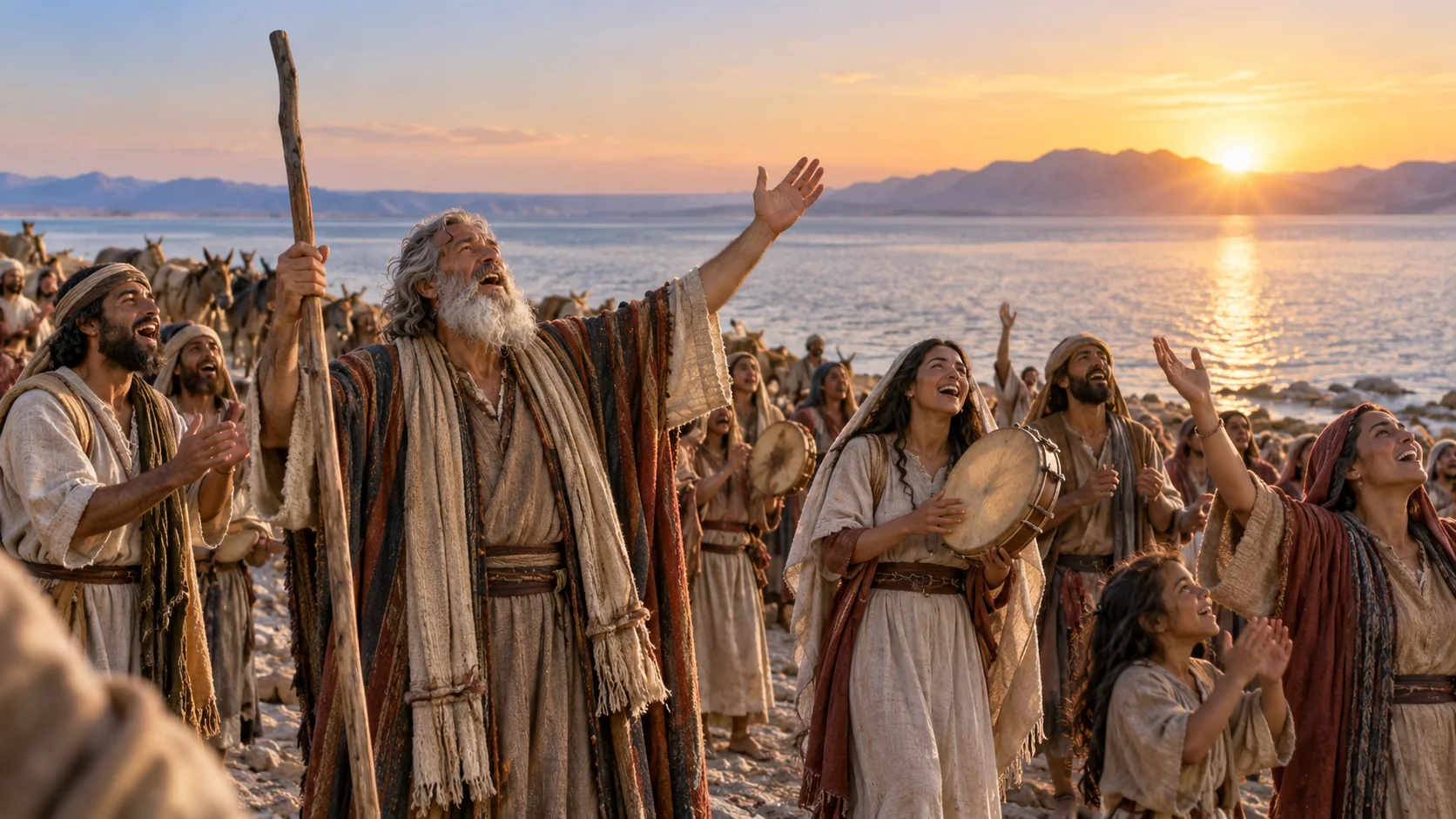 Beeld bij Exodus 15: Mozes en Israël zingen