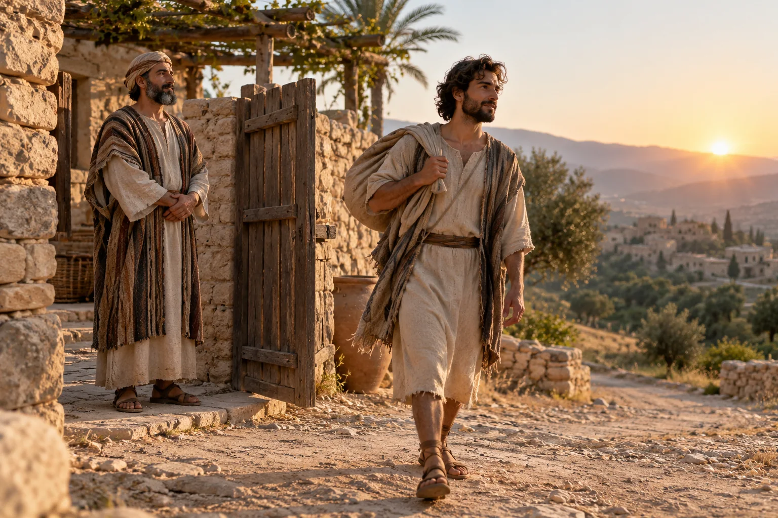 Beeld bij Exodus 21: Een Hebreeuwse knecht krijgt zijn vrijheid