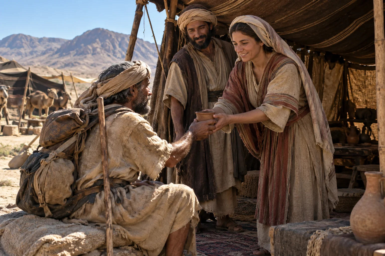 Beeld bij Exodus 22: Een vreemdeling wordt met respect ontvangen