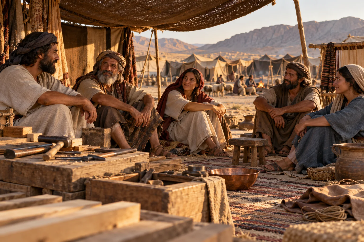 Beeld bij Exodus 31: De werkplaats rust op de sabbat