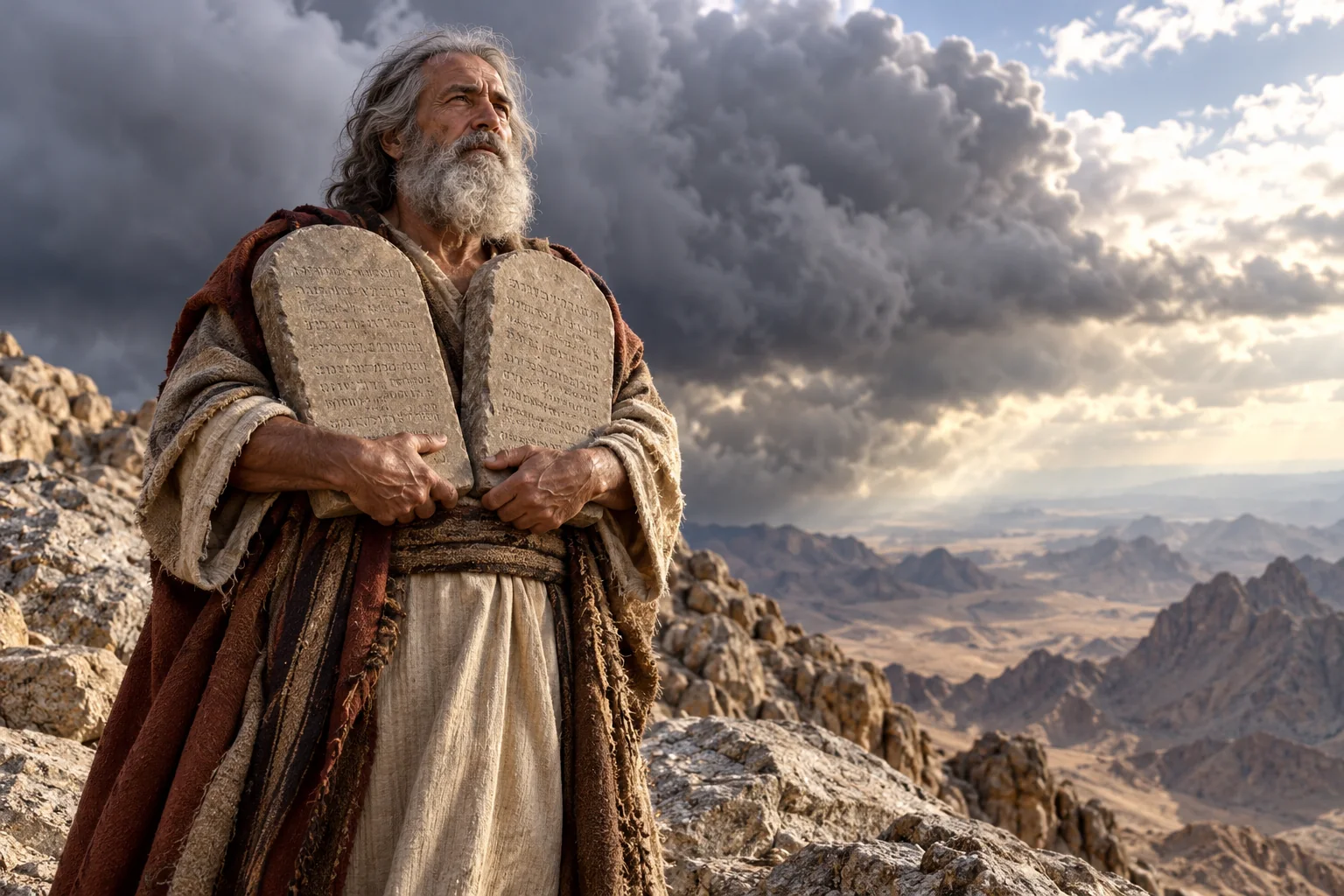 Beeld bij Exodus 31: Mozes met de twee stenen tafelen
