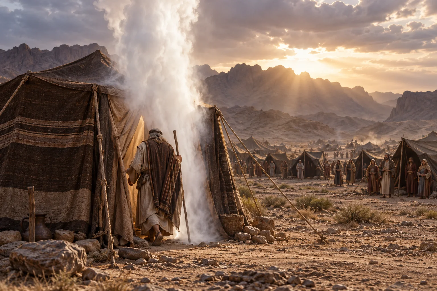 Beeld bij Exodus 33: De wolkkolom bij de tent