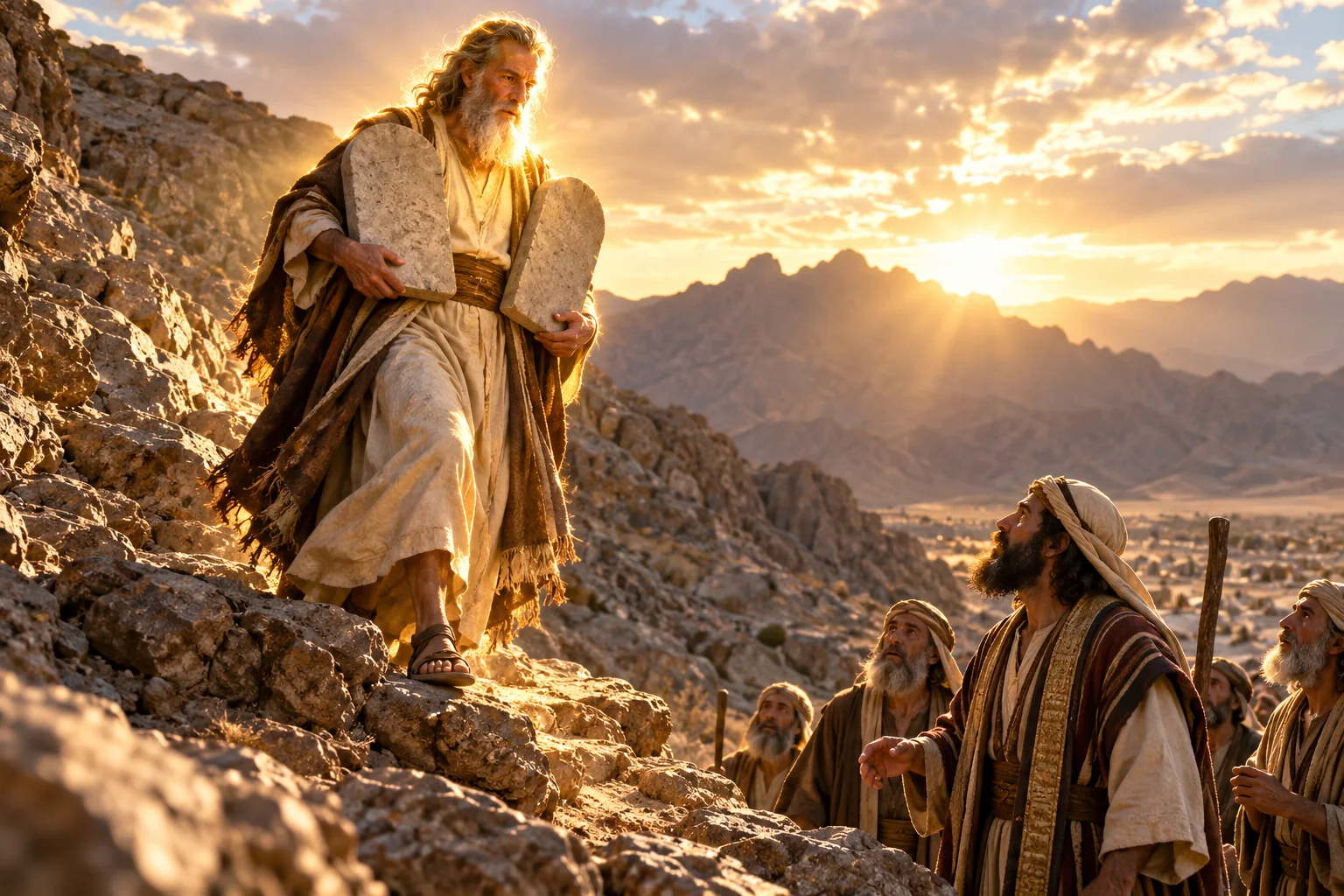 Beeld bij Exodus 34: Het gezicht van Mozes straalt