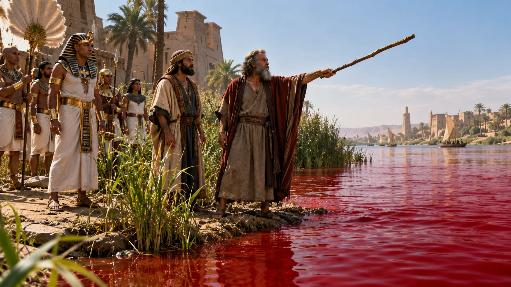 Beeld bij Exodus 7: Het Nijlwater wordt rood