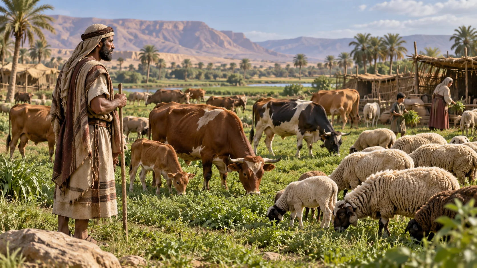 Beeld bij Exodus 9: Het vee van Israël blijft gespaard