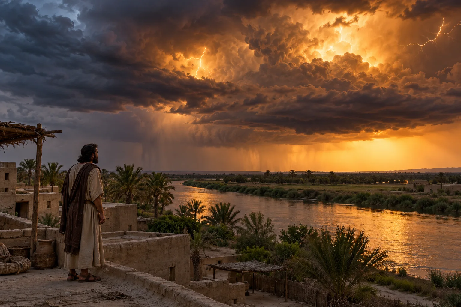 Beeld bij Ezechiel 1: Storm en glans aan de hemel