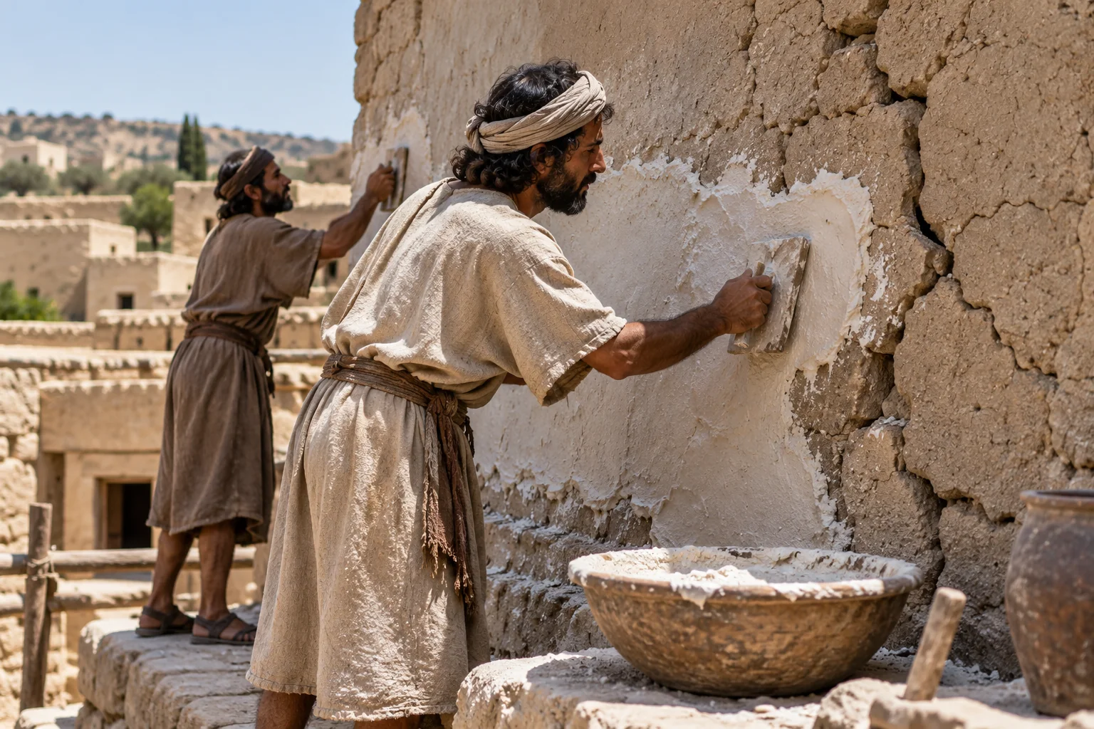 Beeld bij Ezechiel 13: Een zwakke wand witten