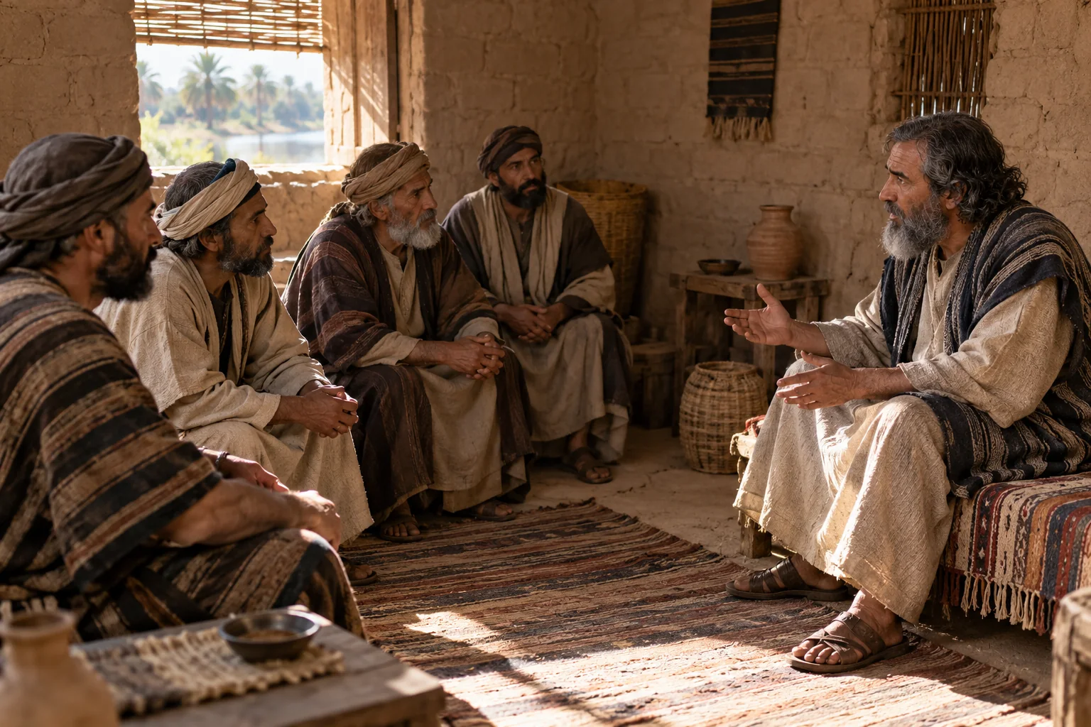 Beeld bij Ezechiel 20: De oudsten zitten voor Ezechiël