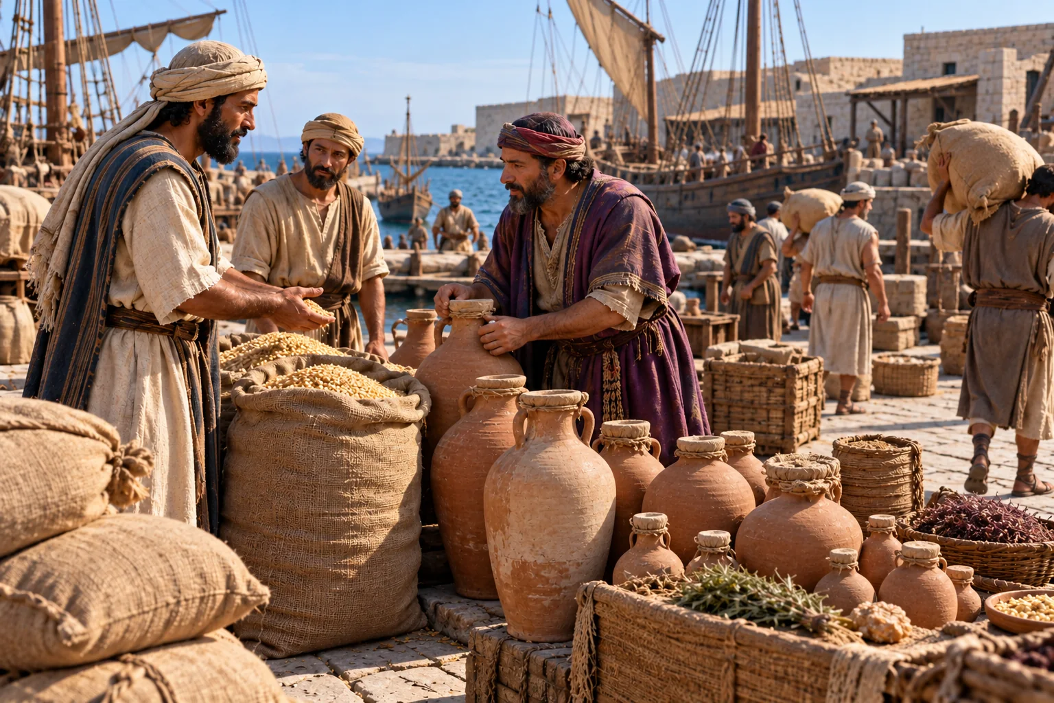 Beeld bij Ezechiel 27: Tarwe honing olie en balsem