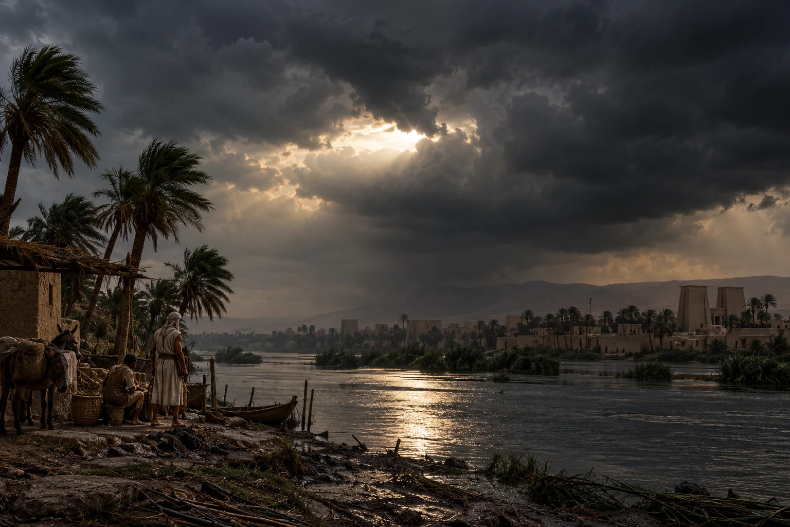 Beeld bij Ezechiel 32: De zon achter donkere wolken