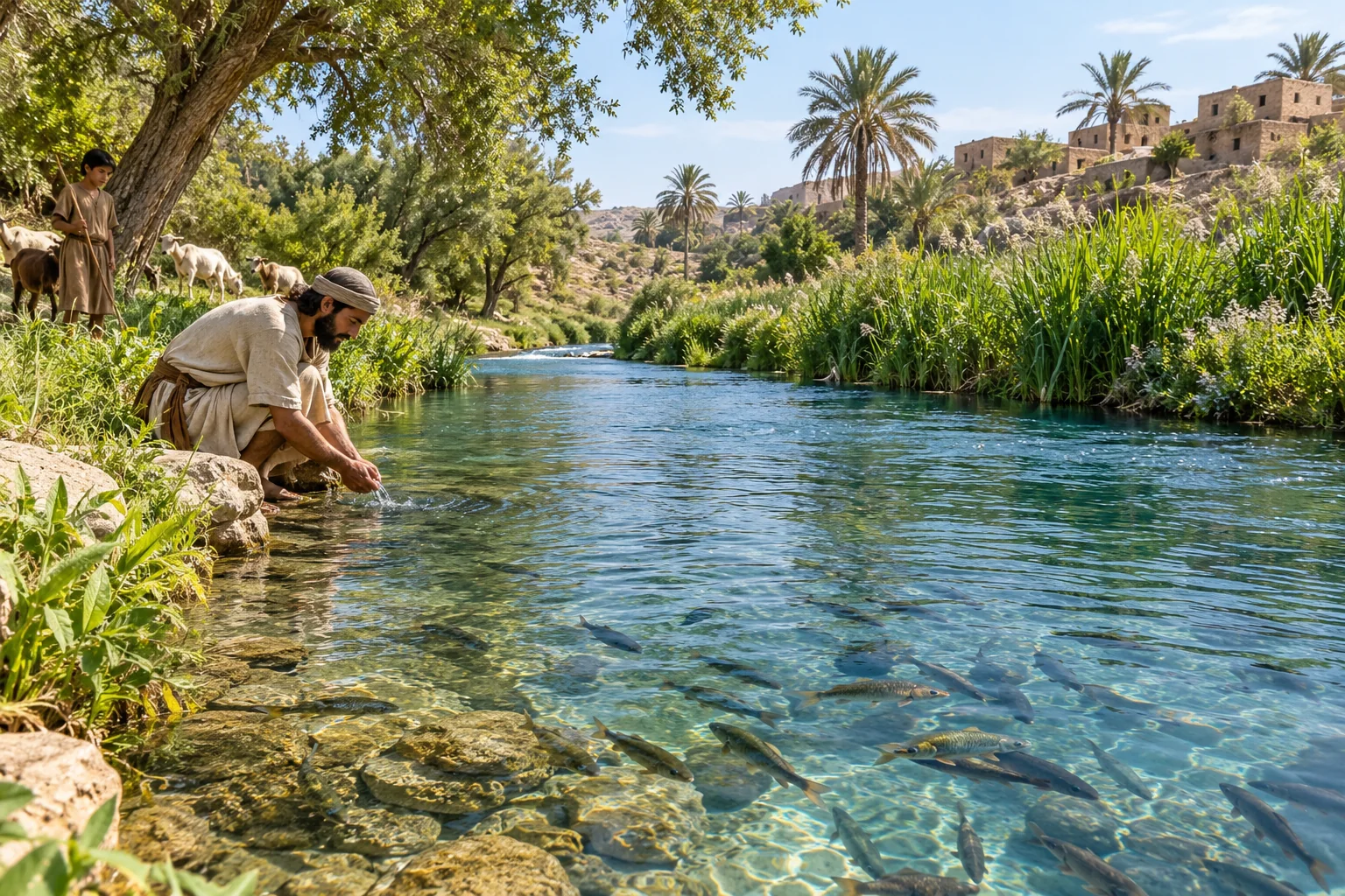 Beeld bij Ezechiel 47: Een rivier vol leven