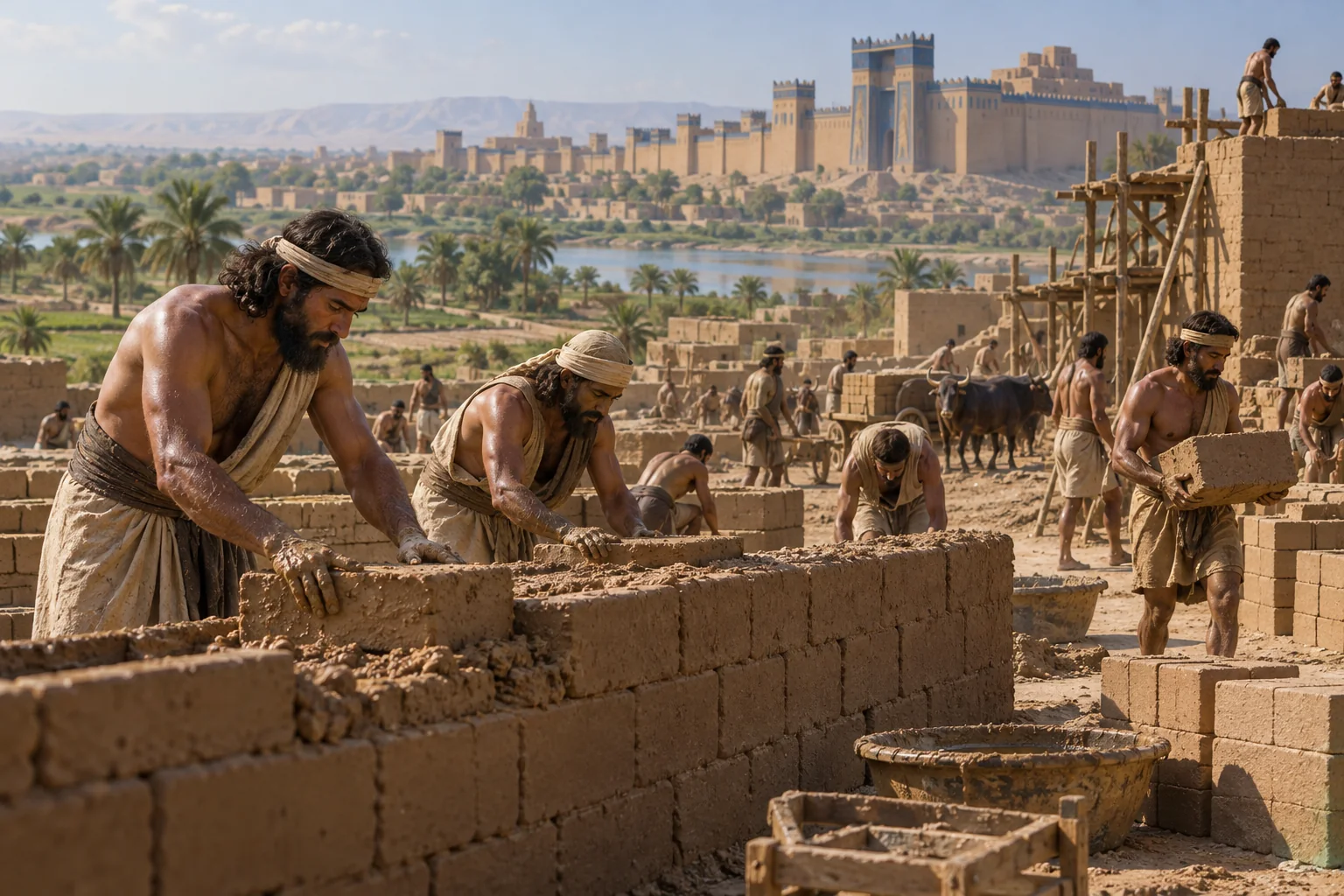 Beeld bij Genesis 10: nineve wordt gebouwd