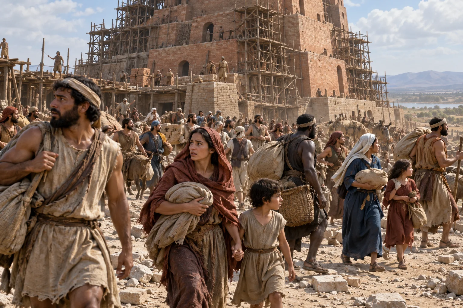 Beeld bij Genesis 11: vertrek uit babel