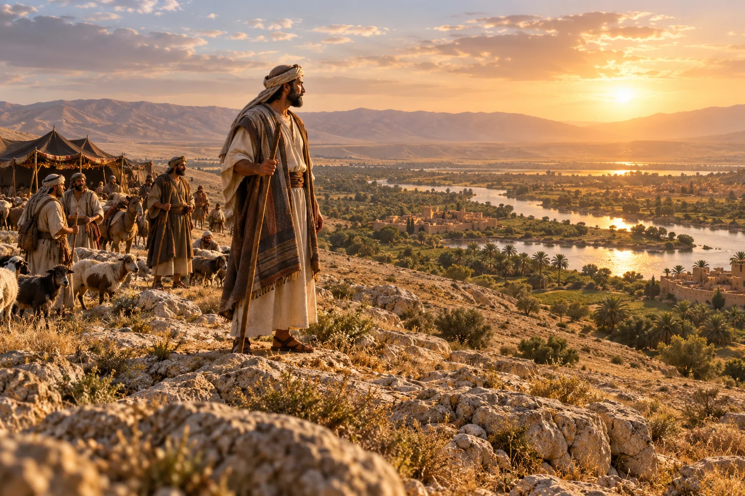 Beeld bij Genesis 13: lot ziet de jordaanvlakte