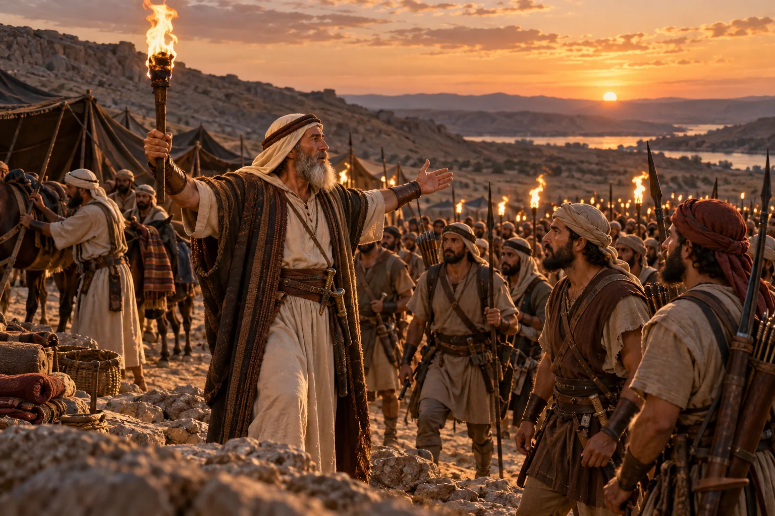 Beeld bij Genesis 14: abram trekt uit om lot te bevrijden