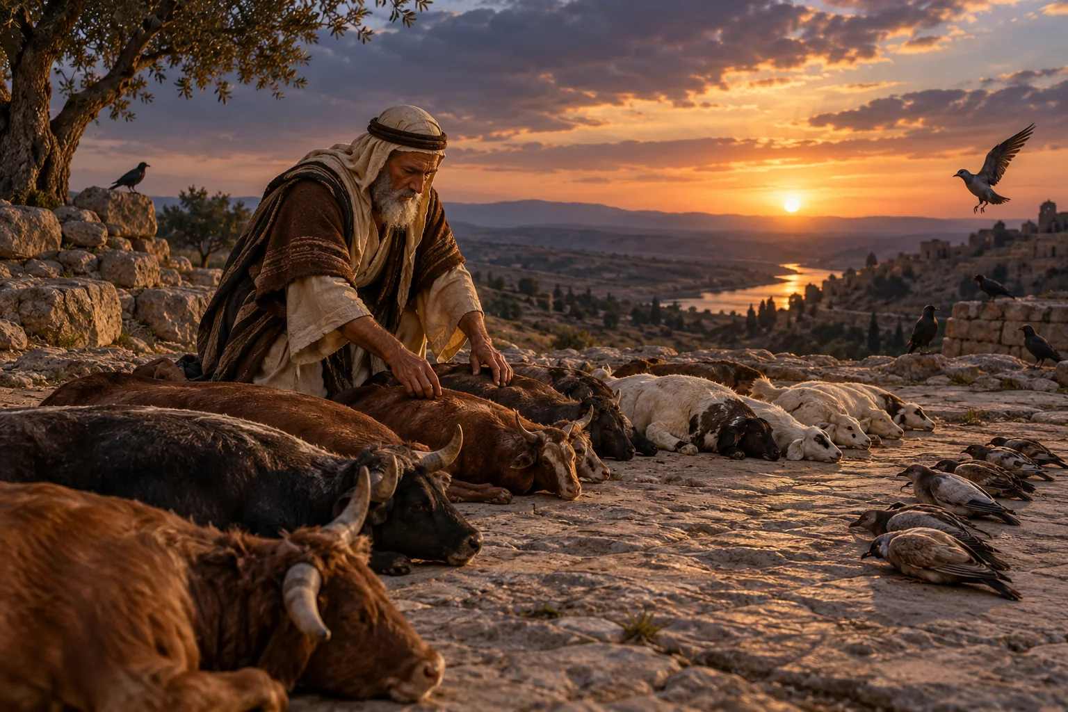 Beeld bij Genesis 15: abram bereidt het verbond voor