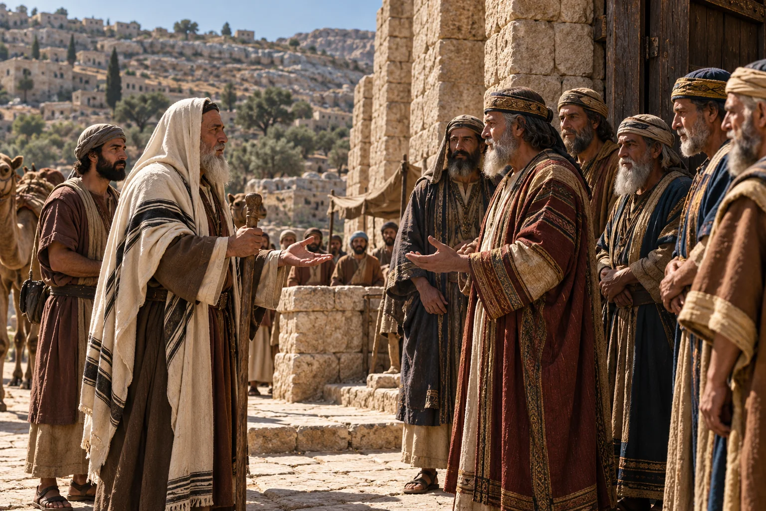Beeld bij Genesis 23: abraham spreekt met efron