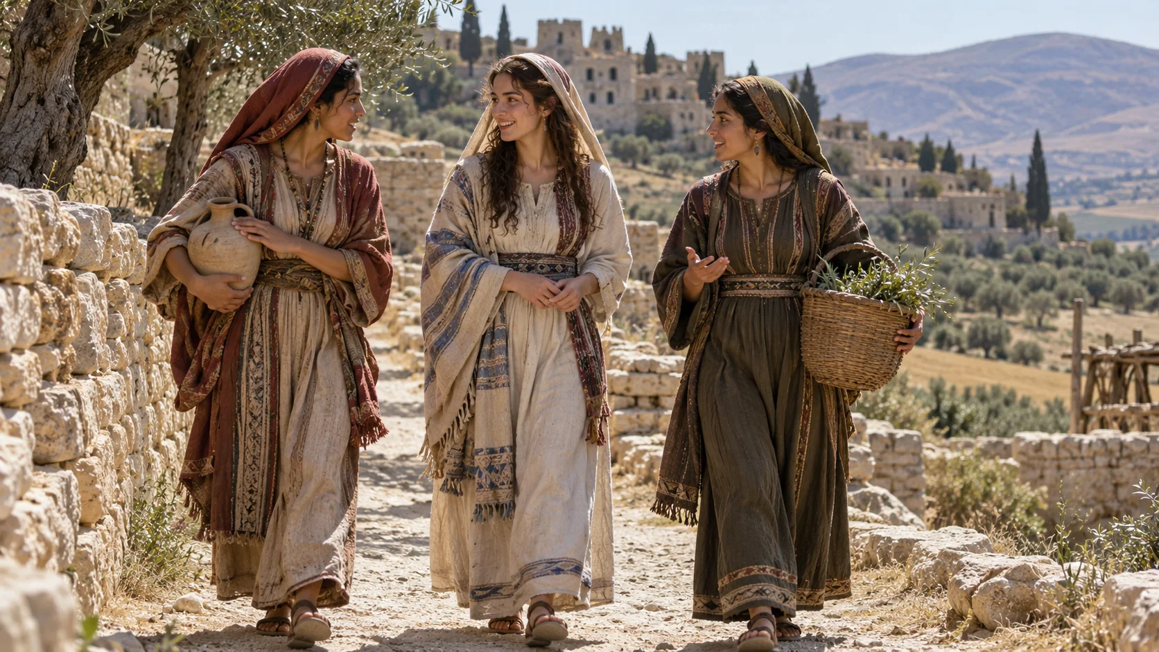 Beeld bij Genesis 34: dina bezoekt de vrouwen van het land