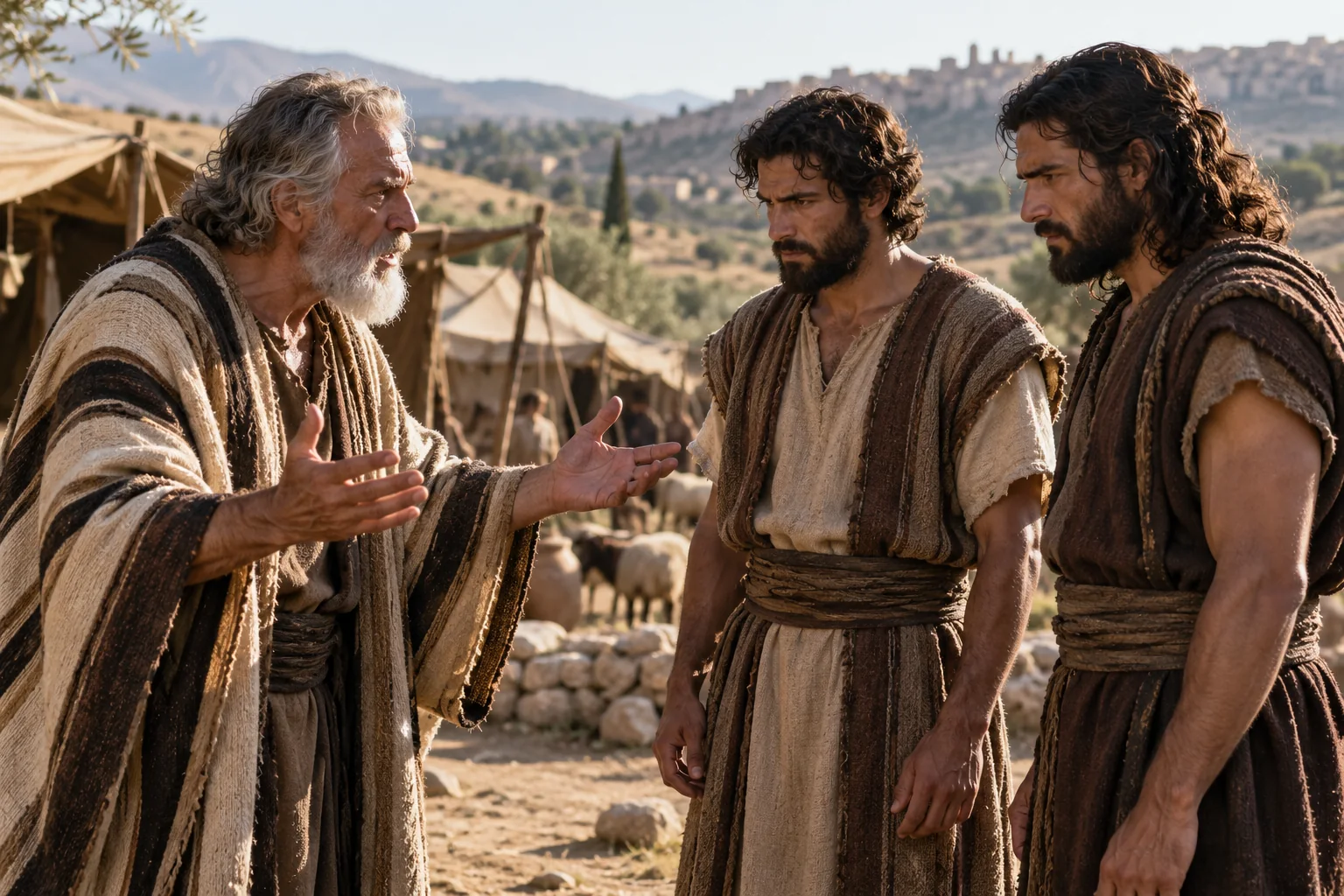 Beeld bij Genesis 34: jakob spreekt simeon en levi aan