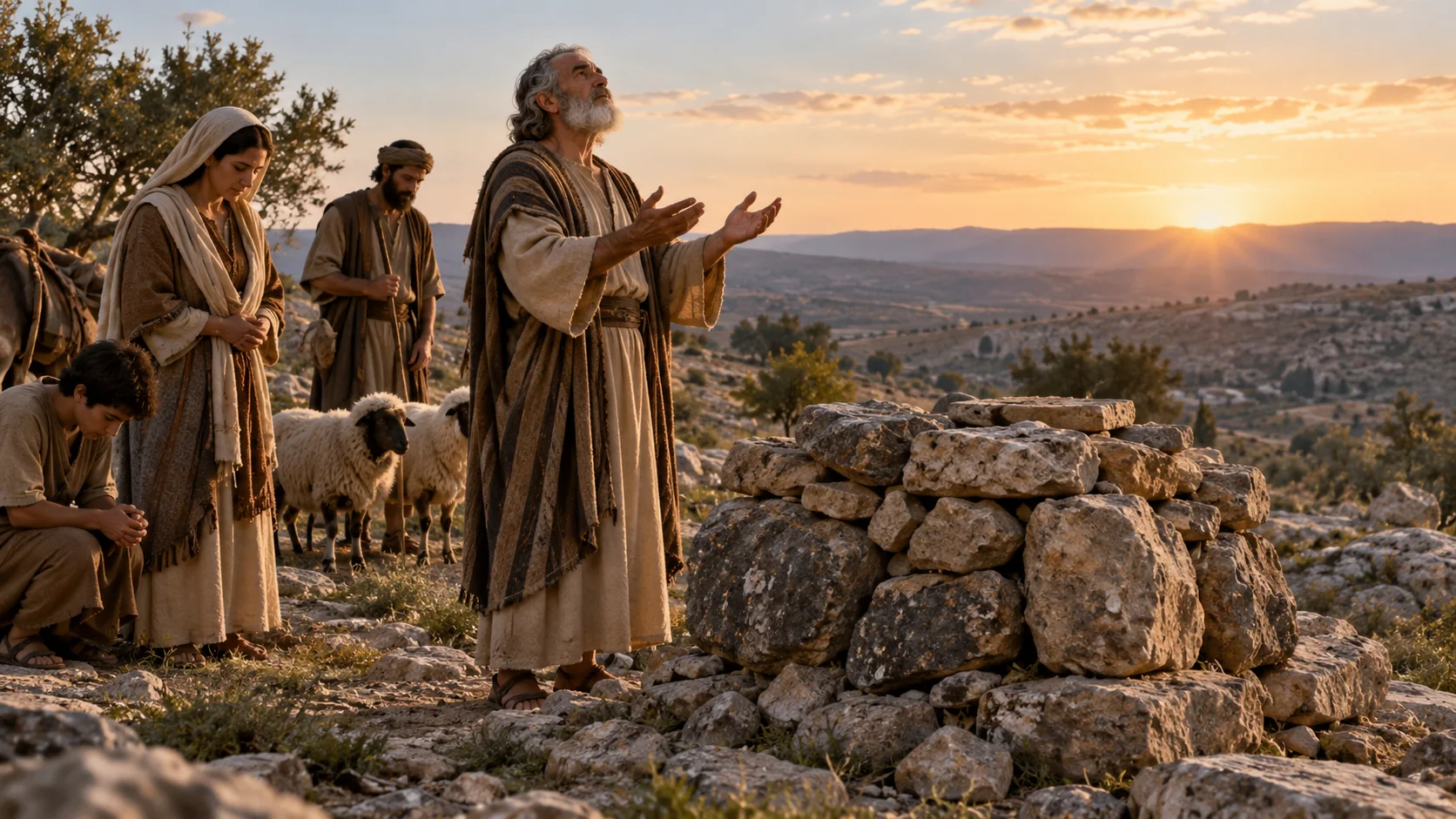 Beeld bij Genesis 35: het altaar bij bethel
