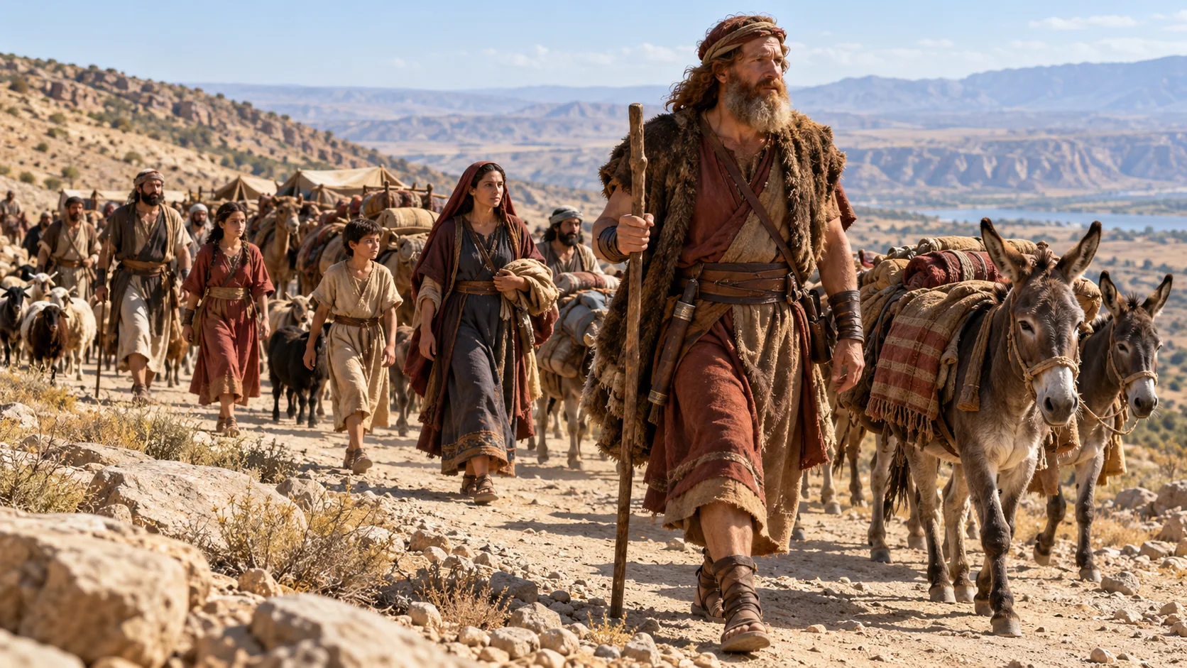 Beeld bij Genesis 36: Esau trekt weg uit Kanaän