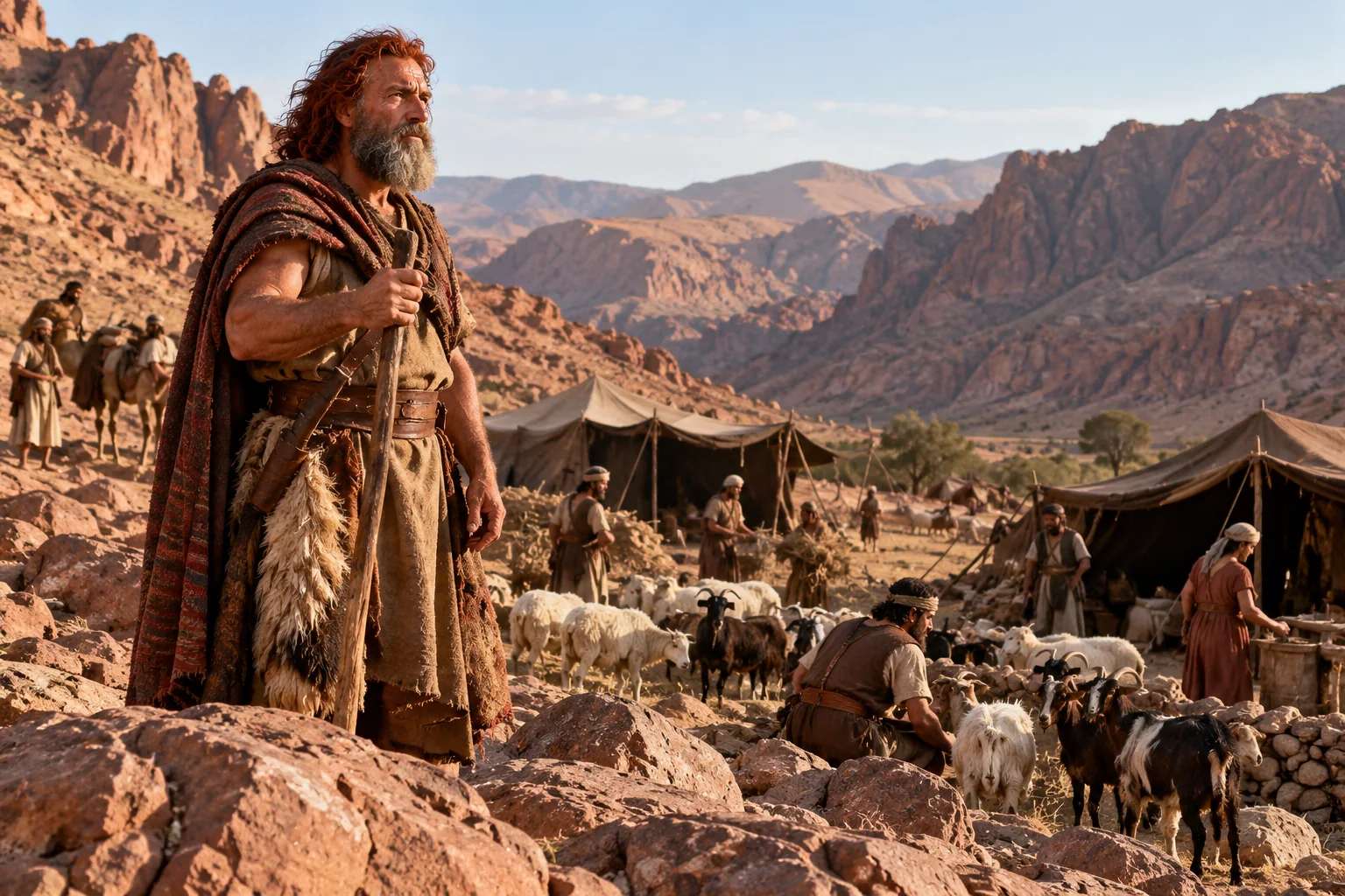 Beeld bij Genesis 36: Esau woont in het gebergte Seïr