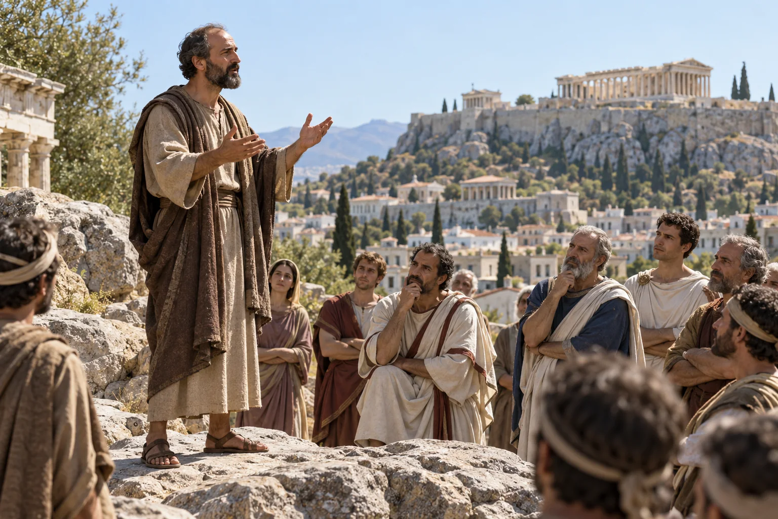 Beeld bij Handelingen 17: Paulus op de Areopagus