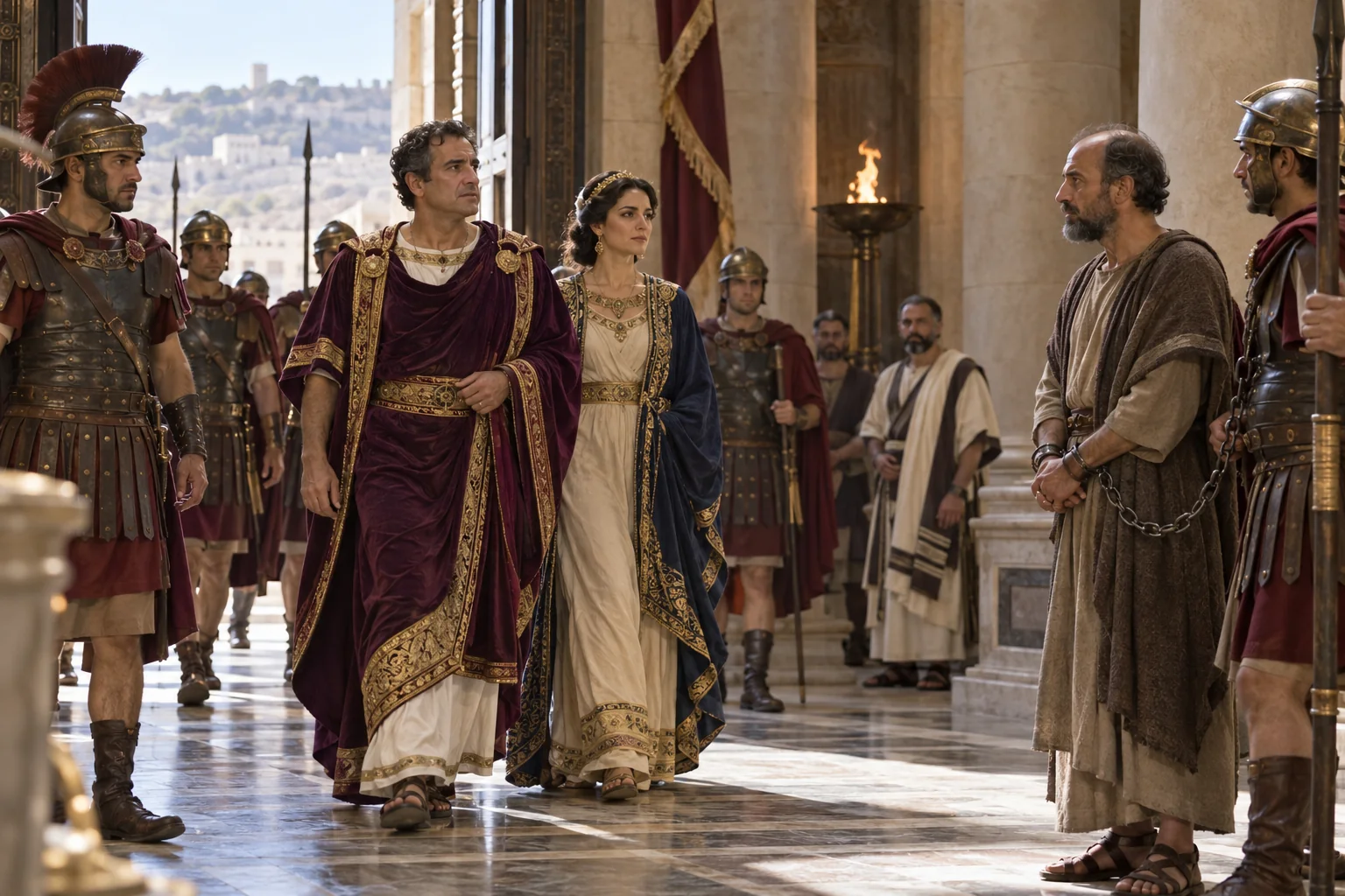 Beeld bij Handelingen 25: Agrippa en Bernice komen binnen