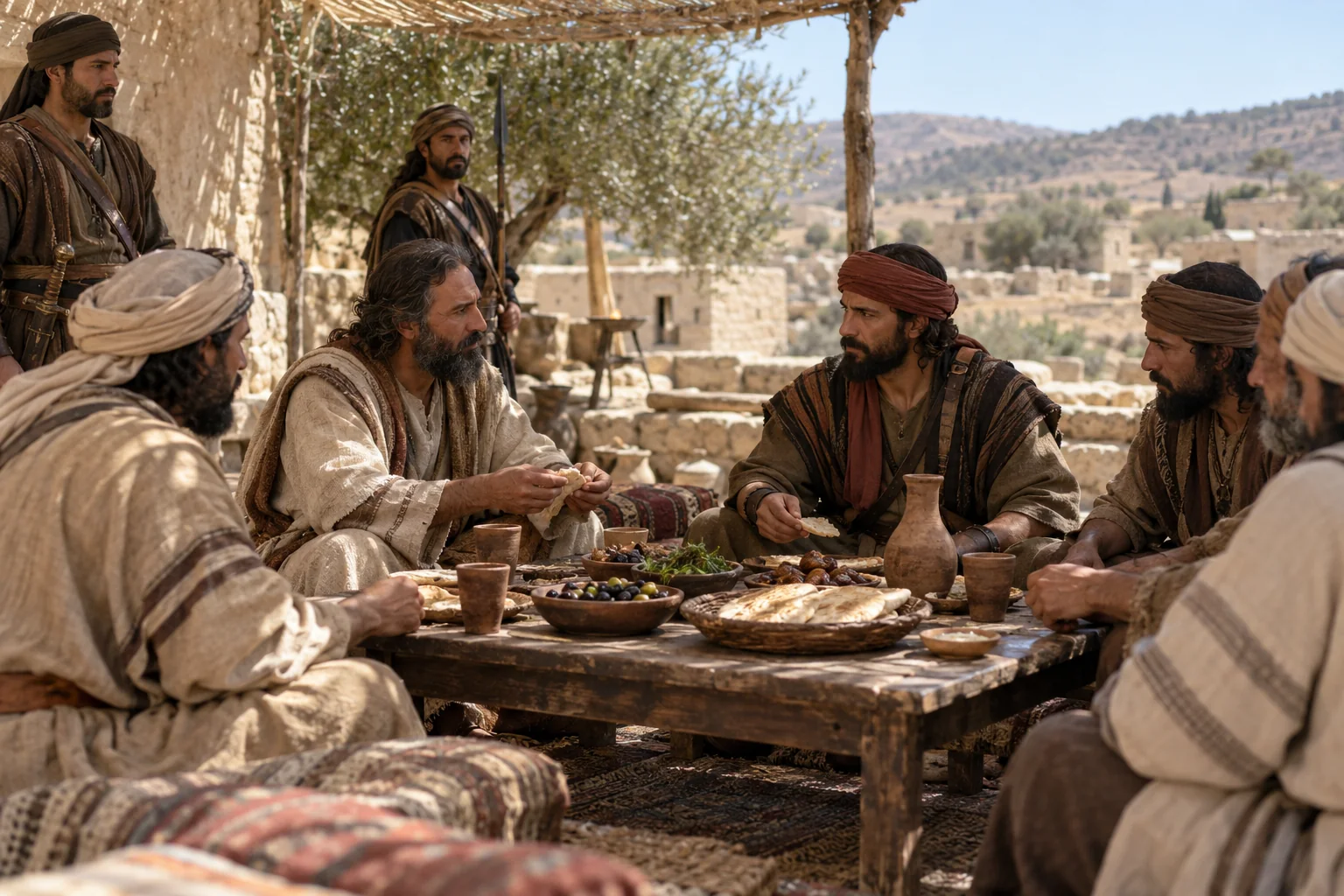 Beeld bij Jeremia 41: Brood aan Gedalia's tafel
