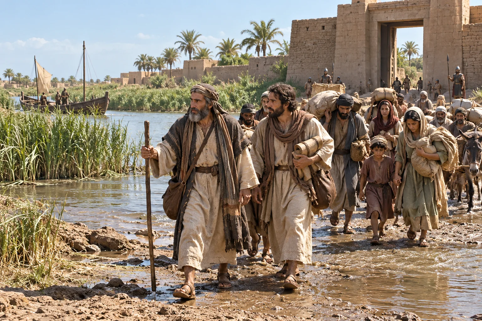 Beeld bij Jeremia 43: De vlucht naar Egypte