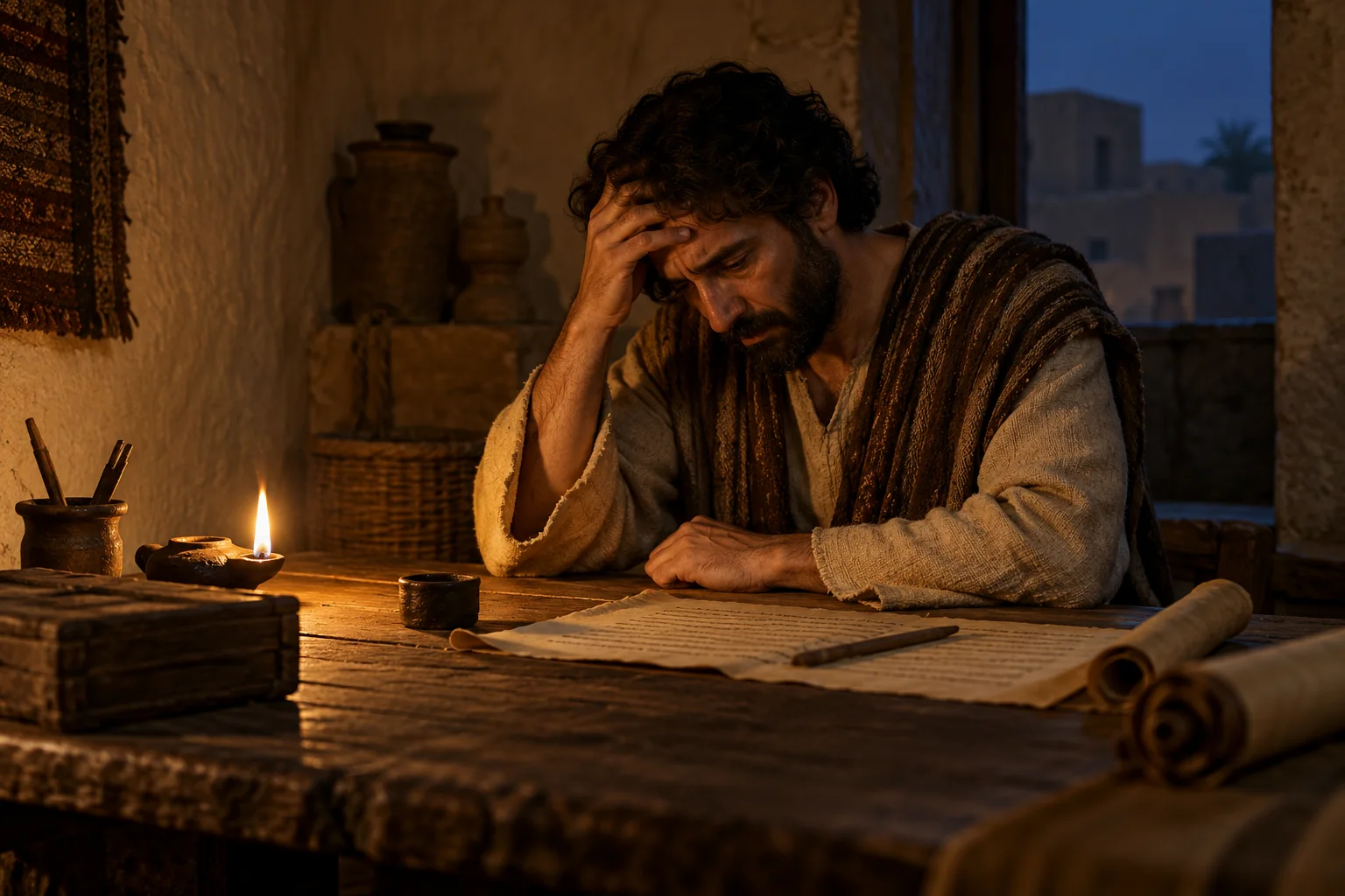 Beeld bij Jeremia 45: Baruch is moe van het zuchten