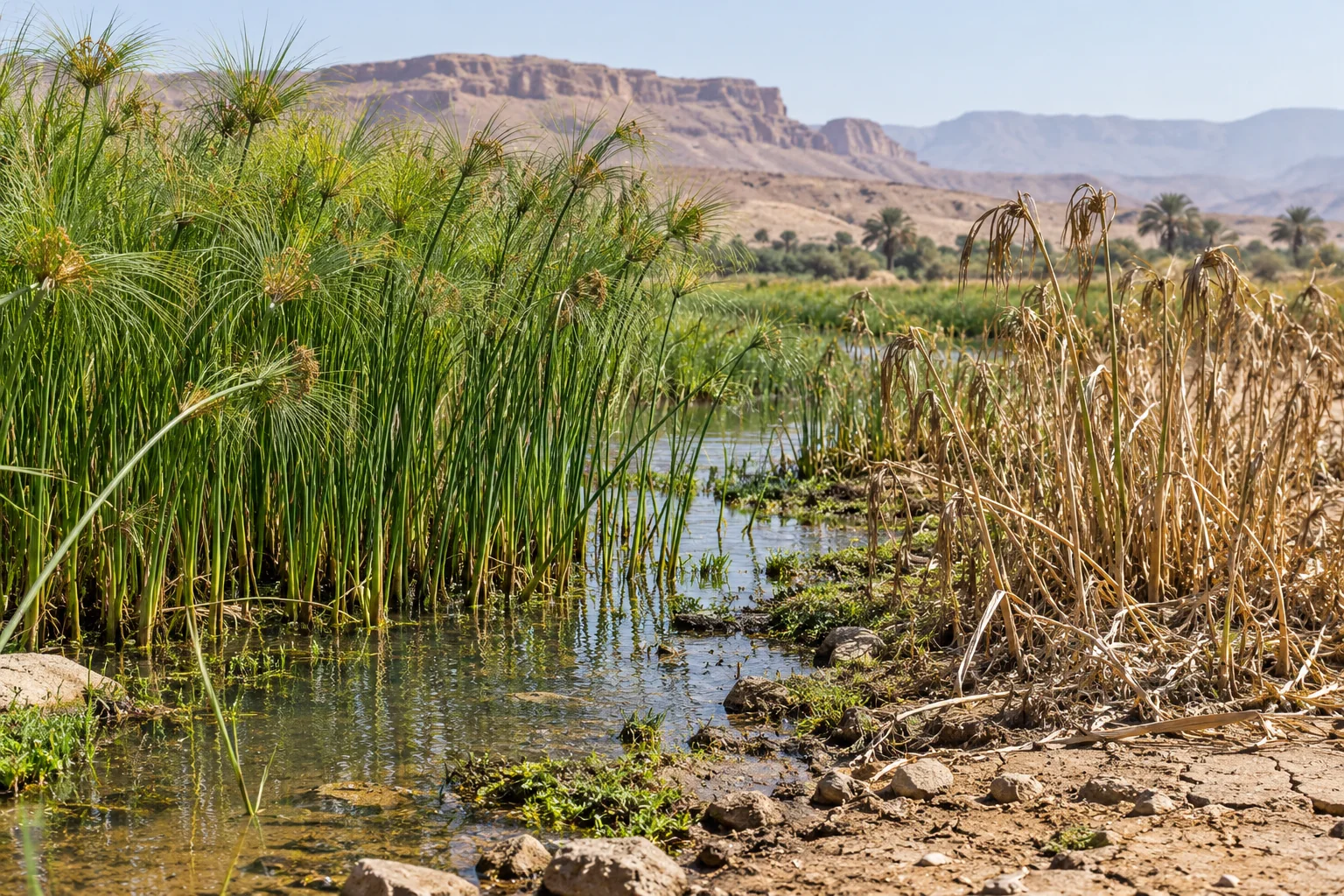 Beeld bij Job 8: Beeldspraak: papyrus heeft water nodig
