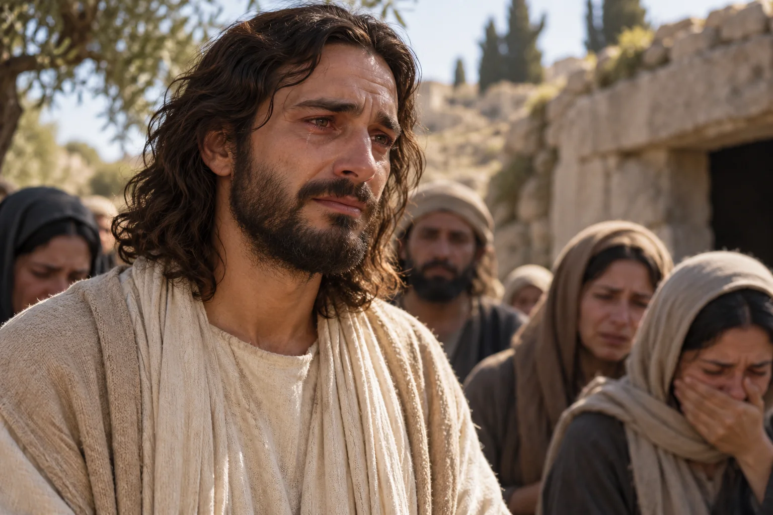 Beeld bij Johannes 11: Jezus huilt