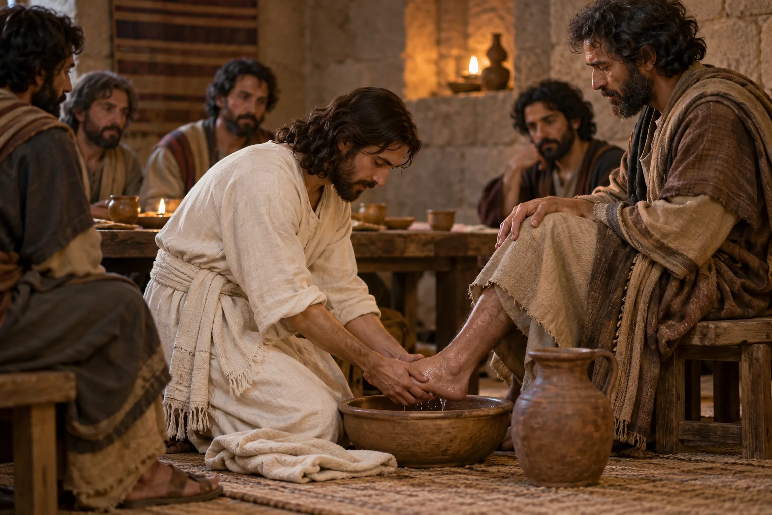 Beeld bij Johannes 13: Jezus wast de voeten