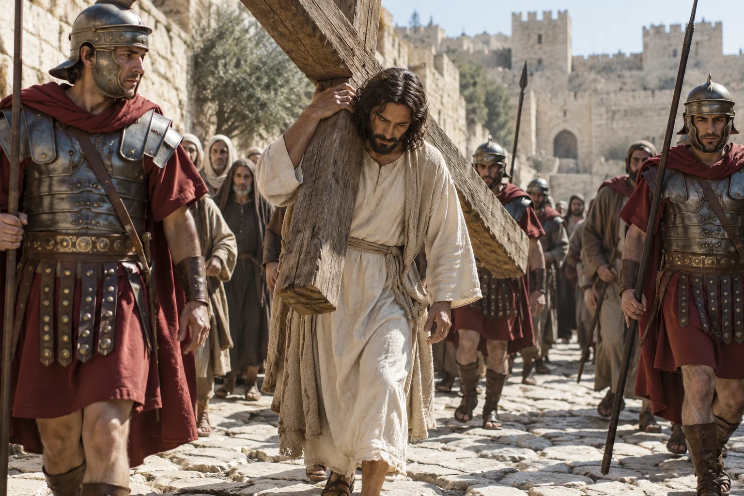 Beeld bij Johannes 19: Jezus draagt het kruis