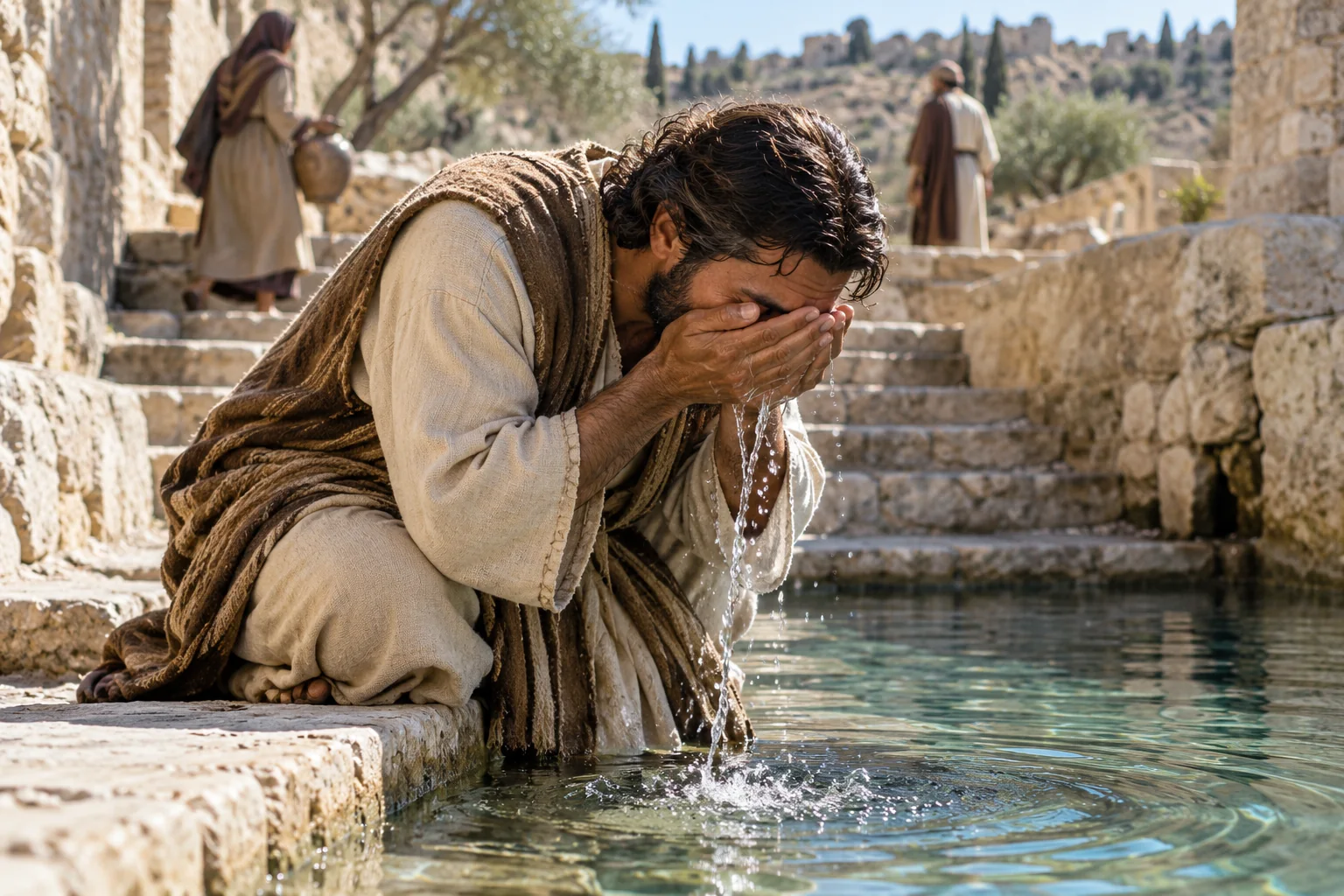 Beeld bij Johannes 9: Wassen bij Siloam