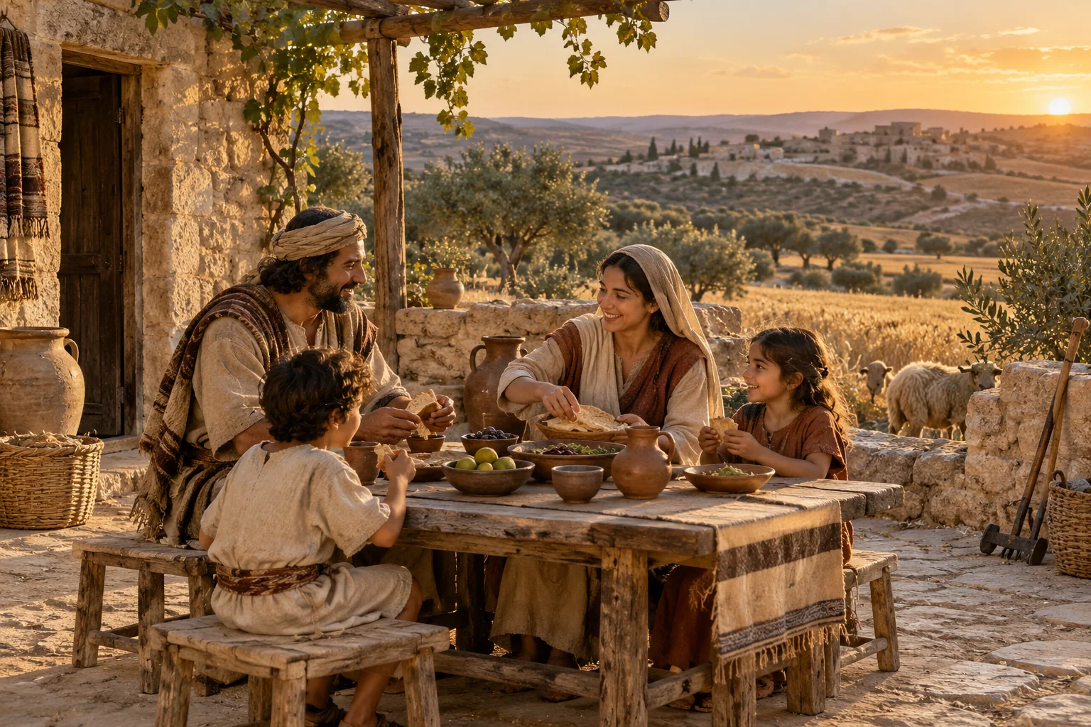 Beeld bij Jozua 21: Israël geniet rust in het land.