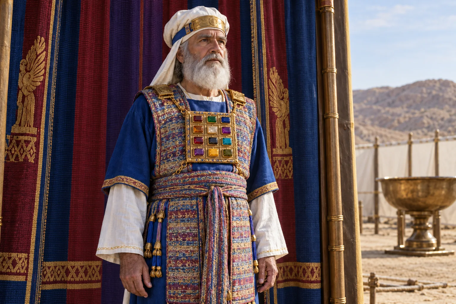 Beeld bij Leviticus 21: De hogepriester draagt ongeschonden kleding