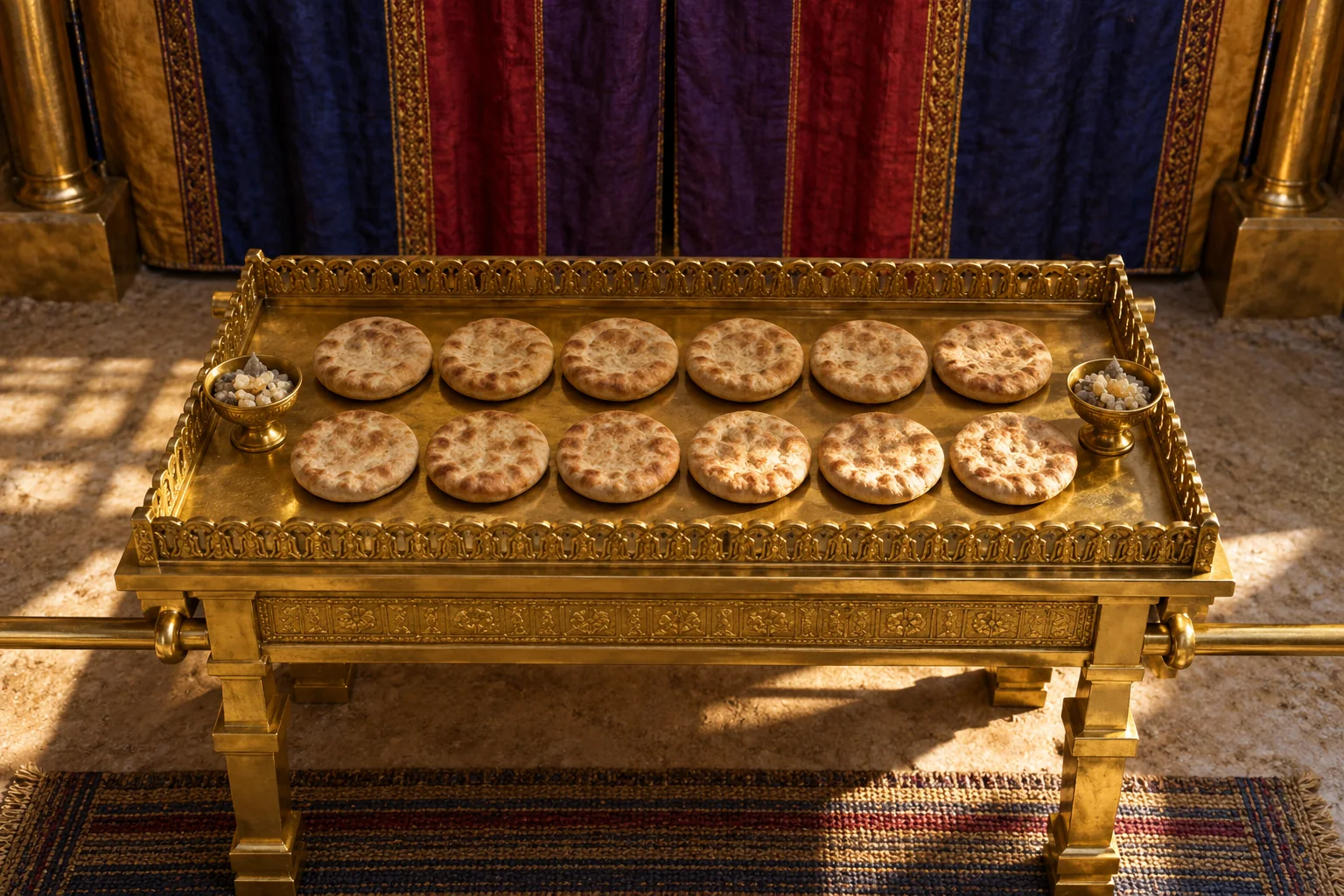Beeld bij Leviticus 24: Twaalf toonbroden op de reine tafel