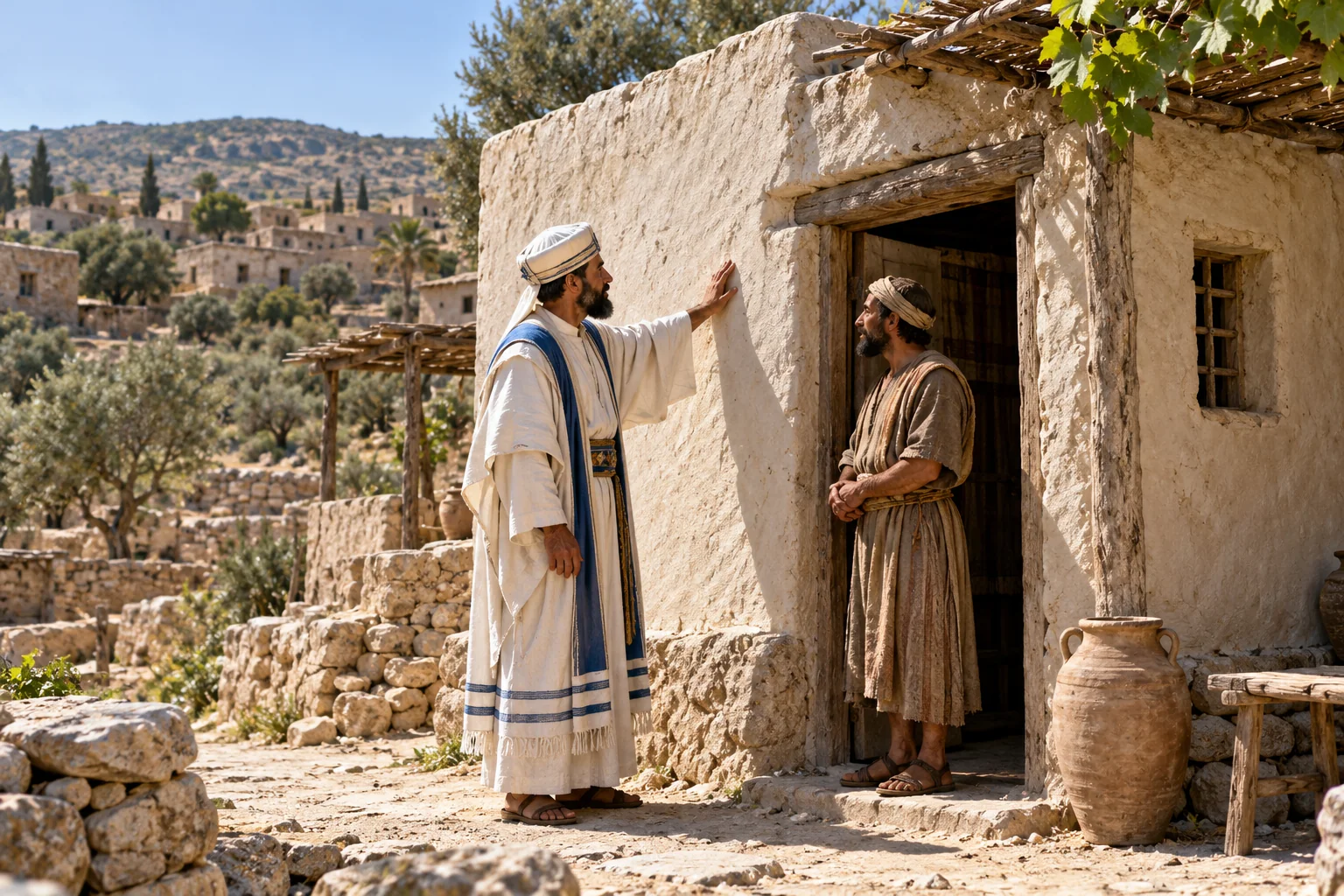 Beeld bij Leviticus 27: De priester schat een gewijd huis