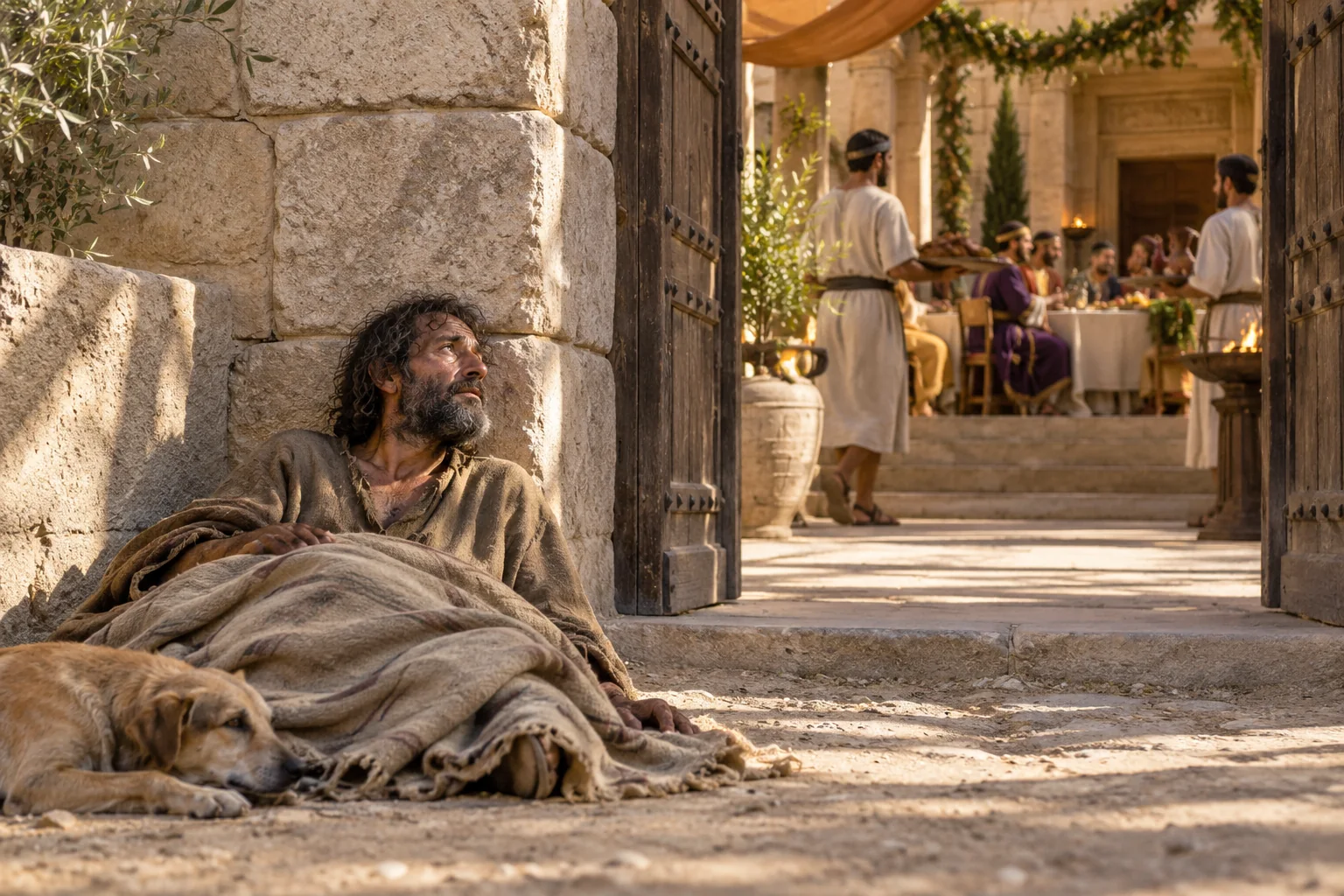 Beeld bij Lukas 16: Lazarus bij de poort